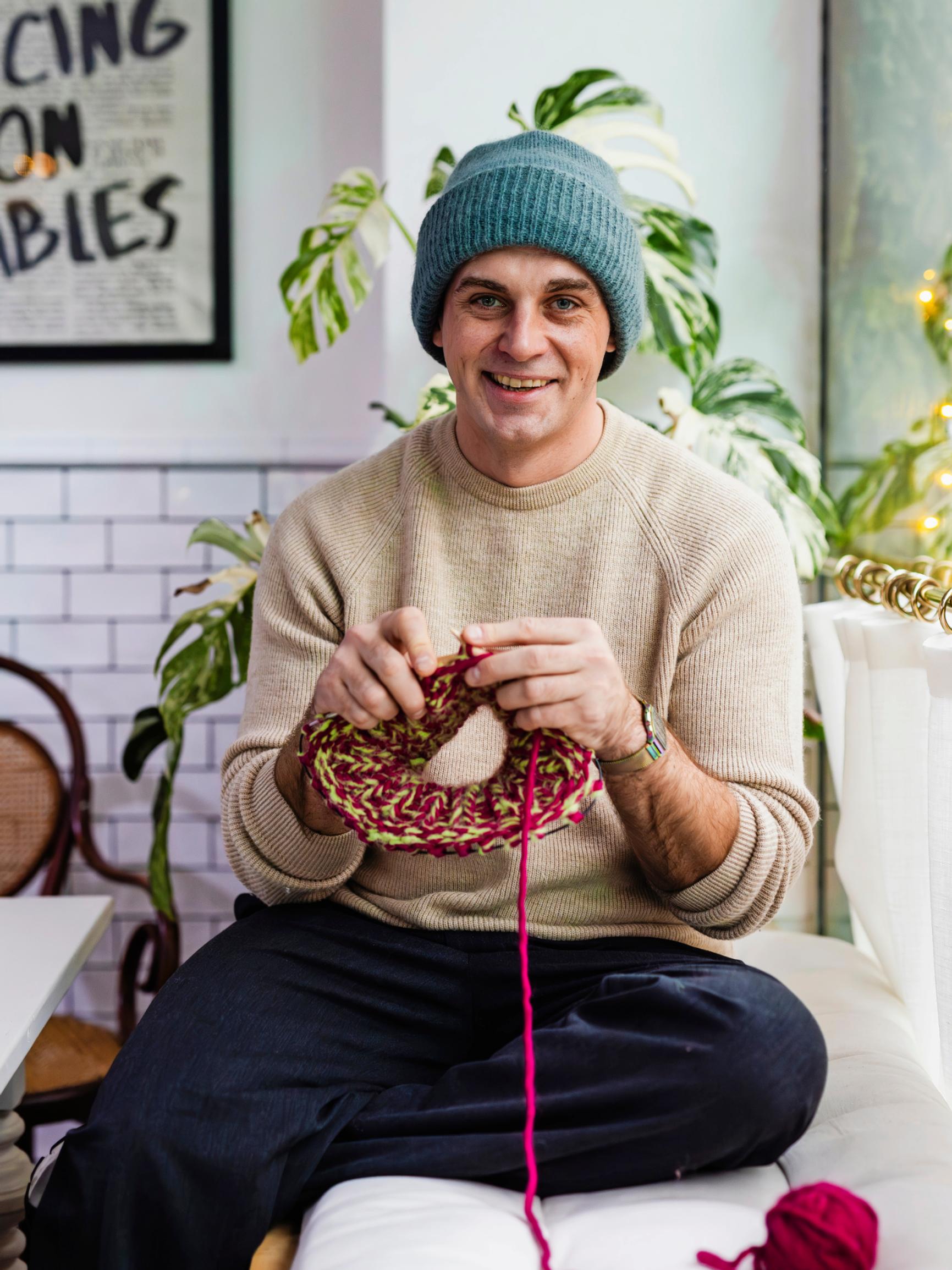 Hildur star Lauri Tilkanen is hooked on yarn—see the beautiful pieces he’s knit and crocheted