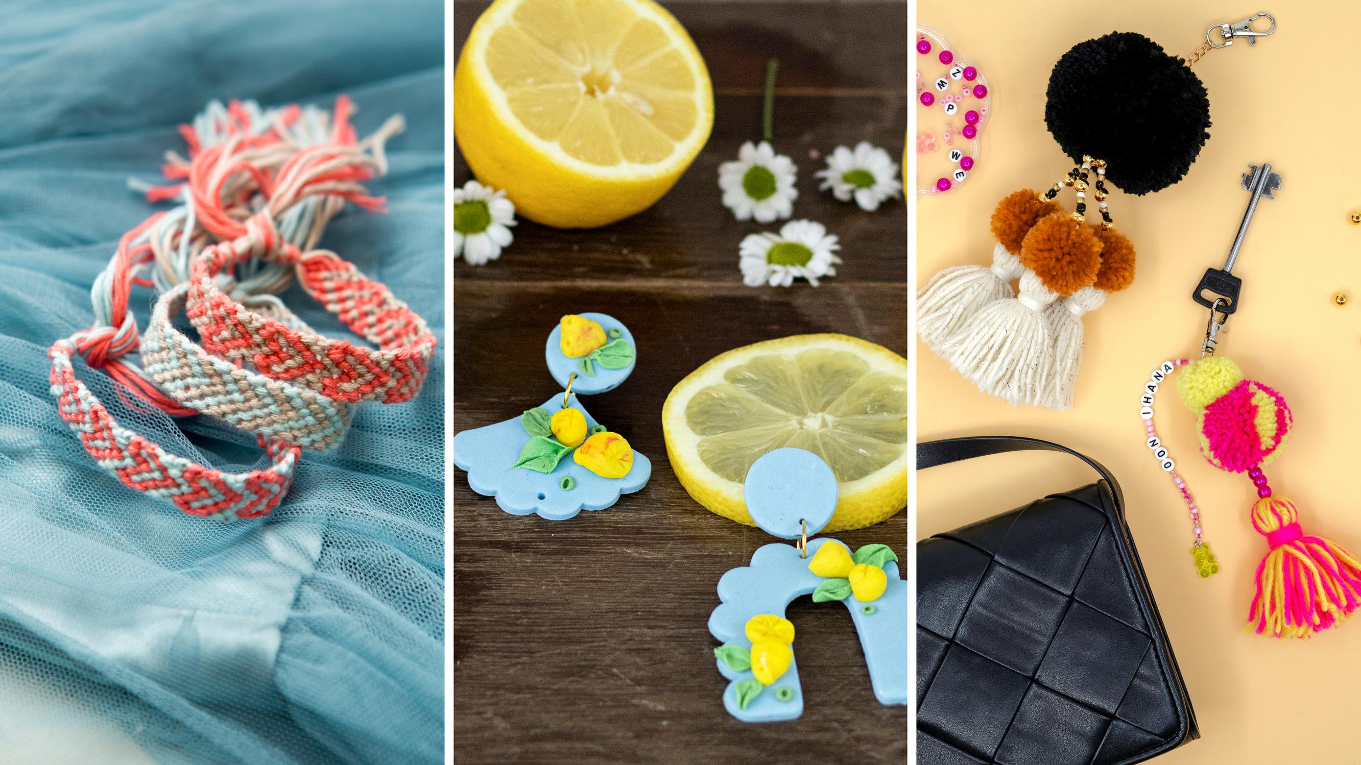 5 handmade jewelry ideas—crocheted earrings, braided friendship bracelets, and more delightful creations!