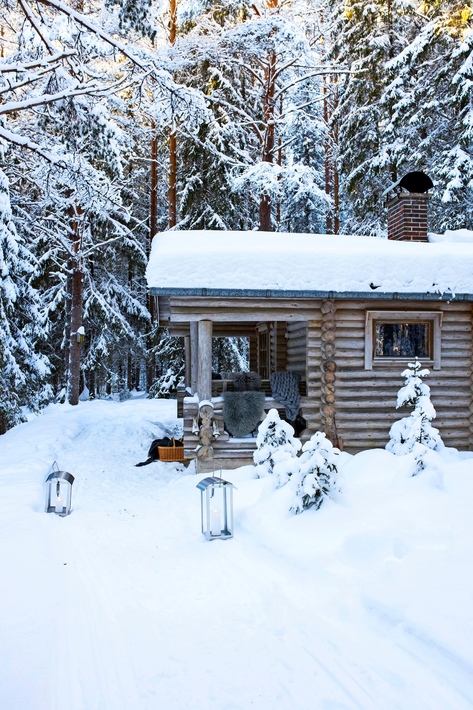 Round-log cabin seen from the side