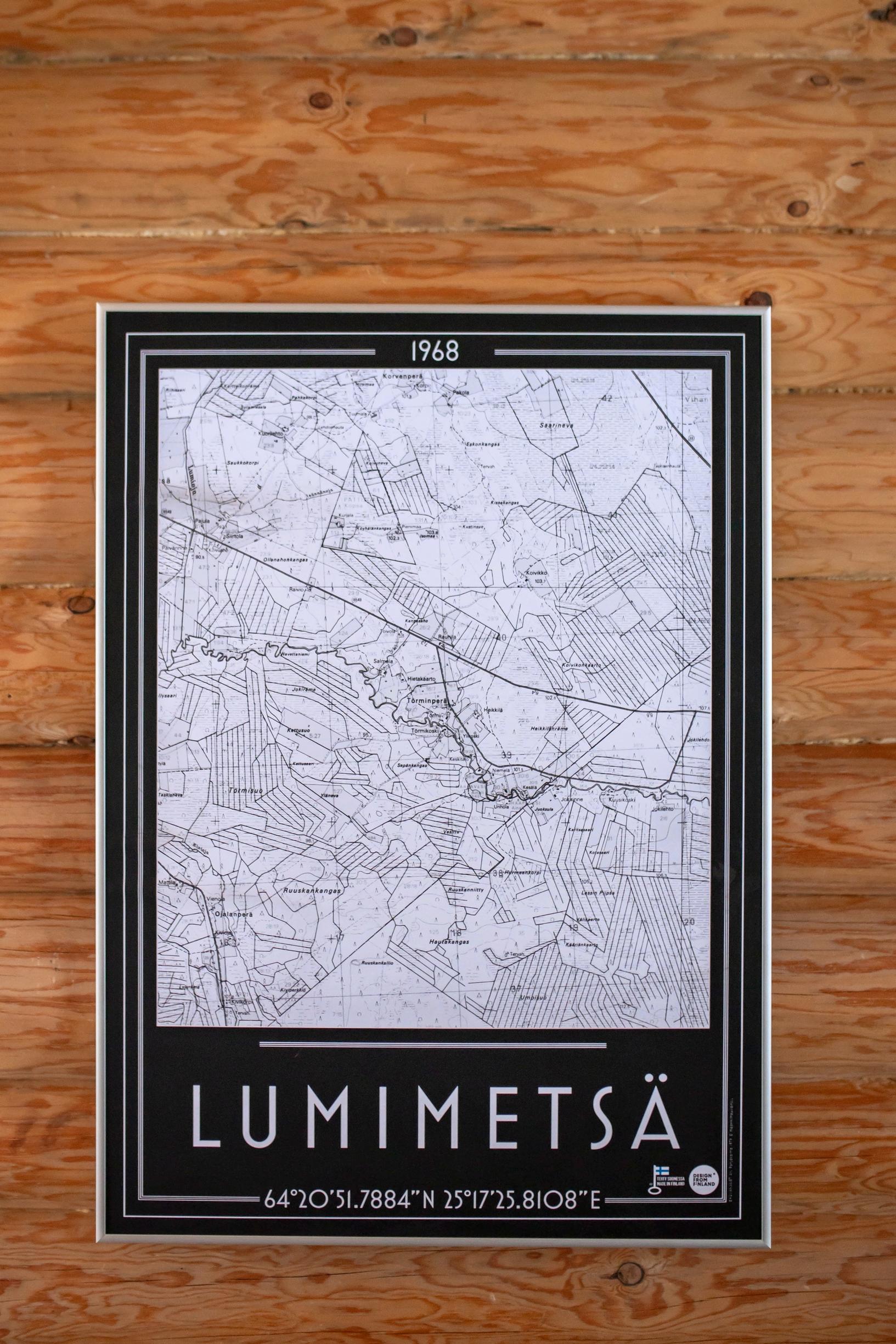 A map of Ulla’s home farm on the cabin wall