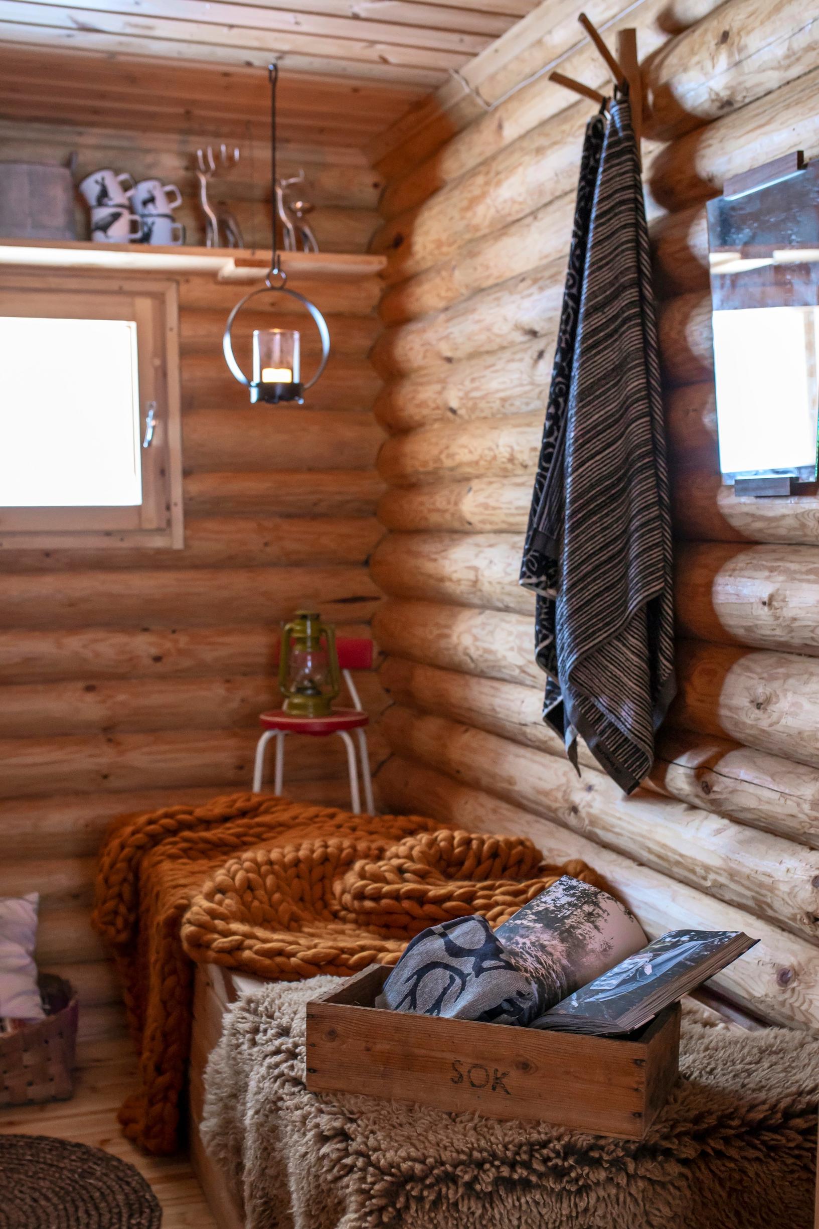 Cozy mood in the sauna entry