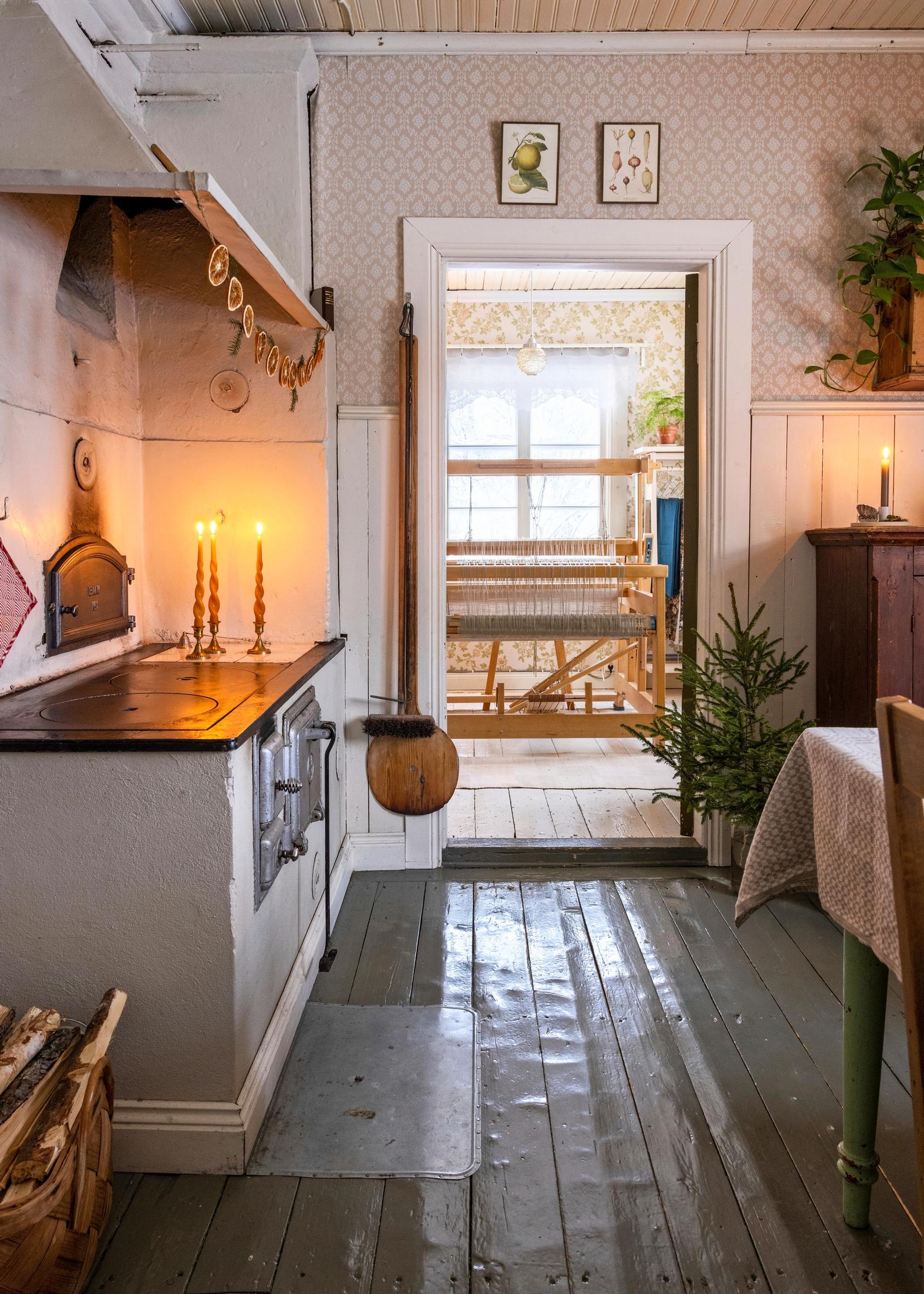 Old wood-burning stove in the kitchen