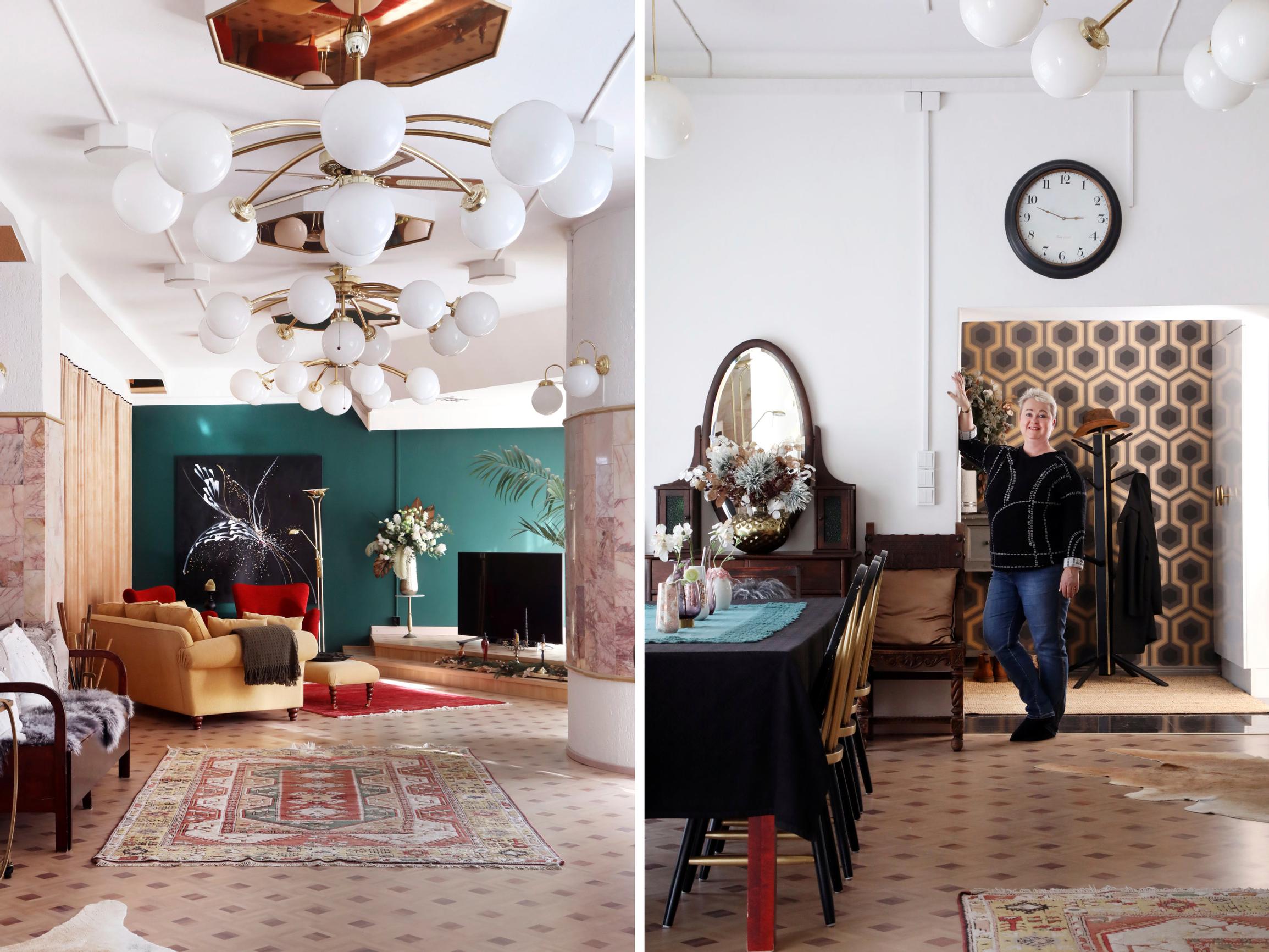 Inside Sanna’s giant studio apartment in a former Kingdom Hall—complete with a pulpit and marble walls