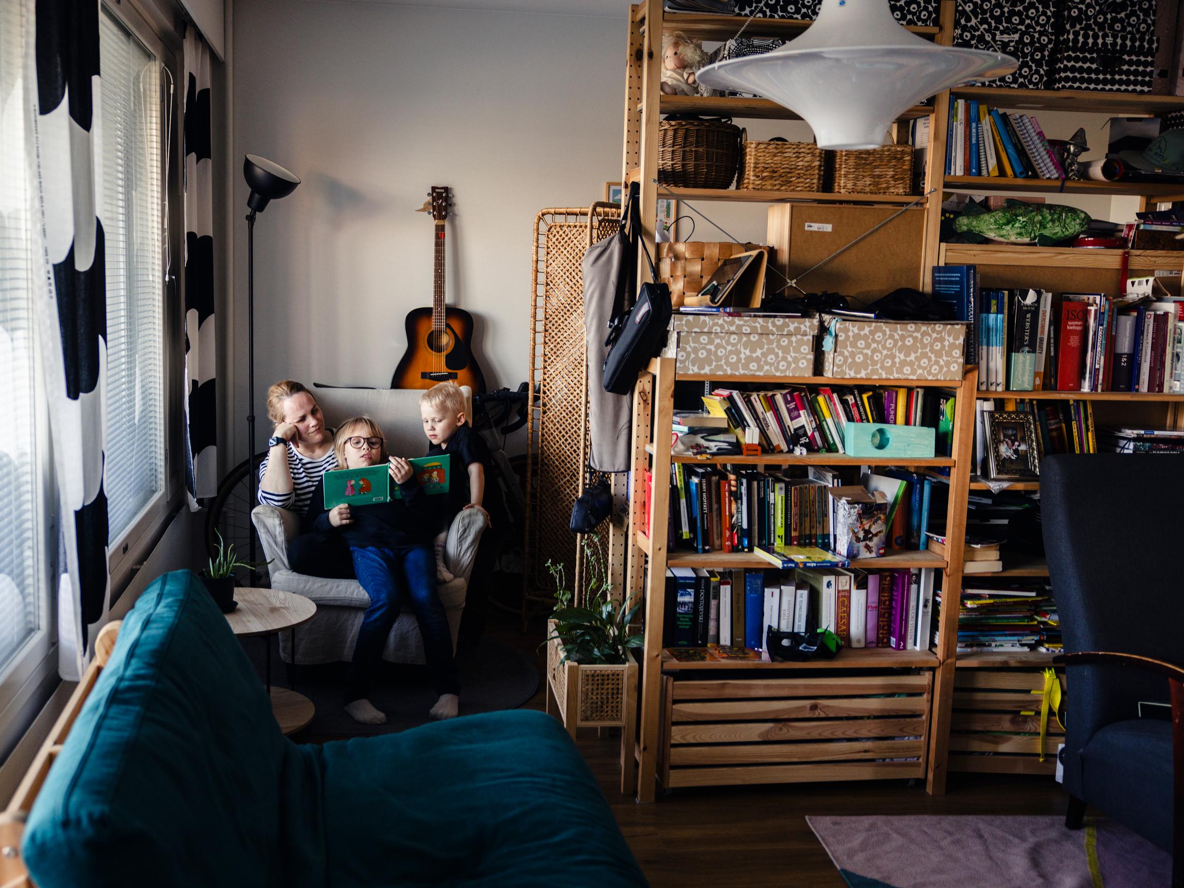 Family of six living small—made possible by versatile living spaces