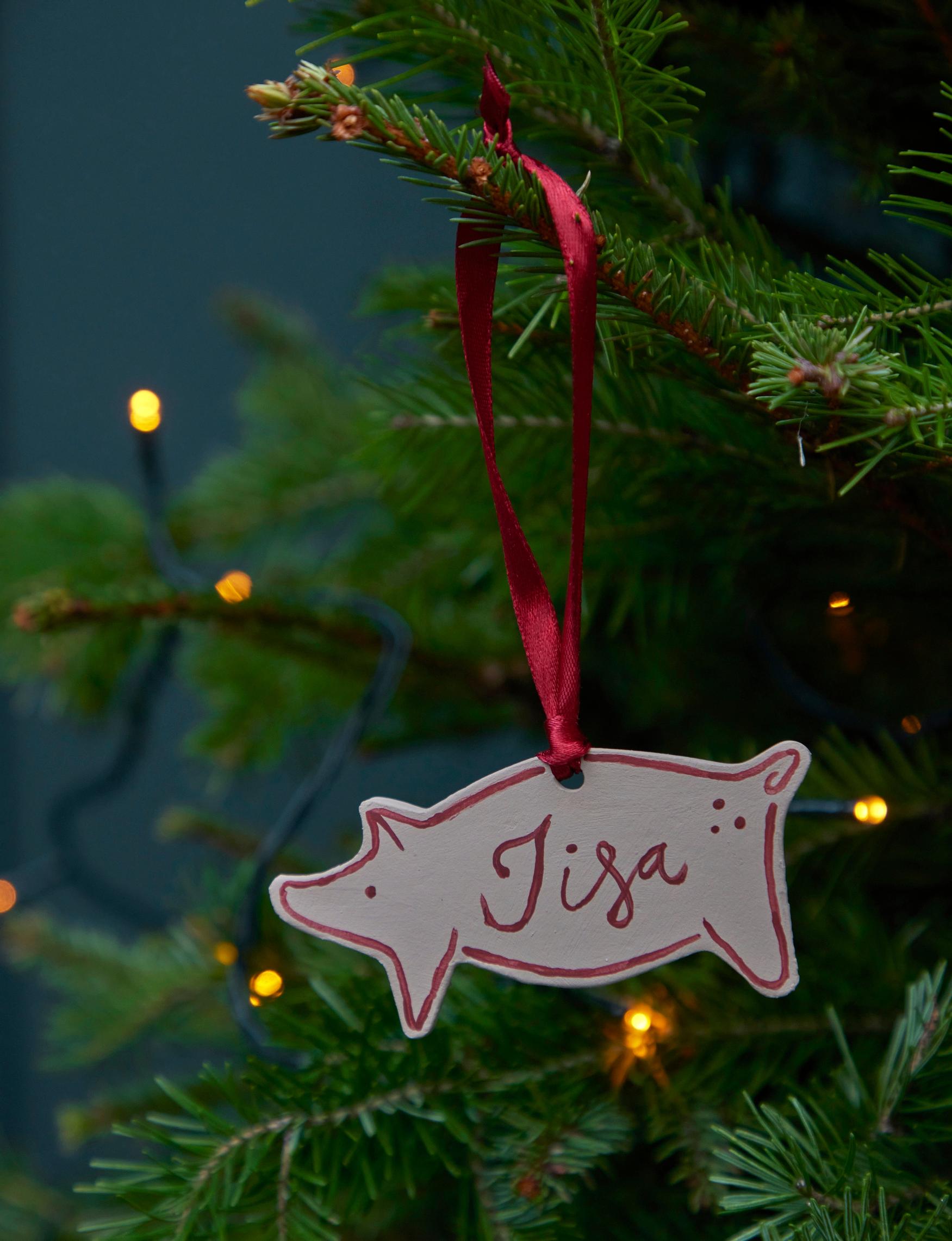 Pig ornament on the tree