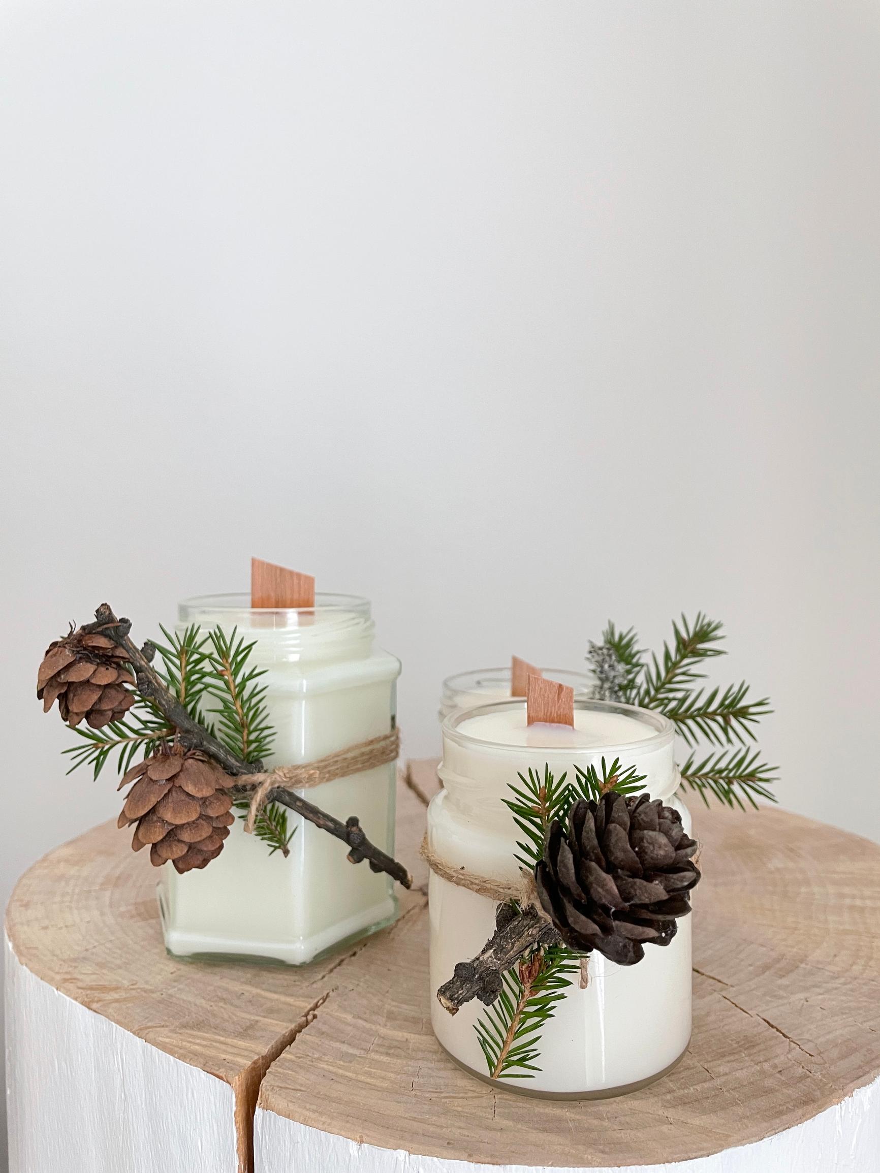 Finished olive-wax candles