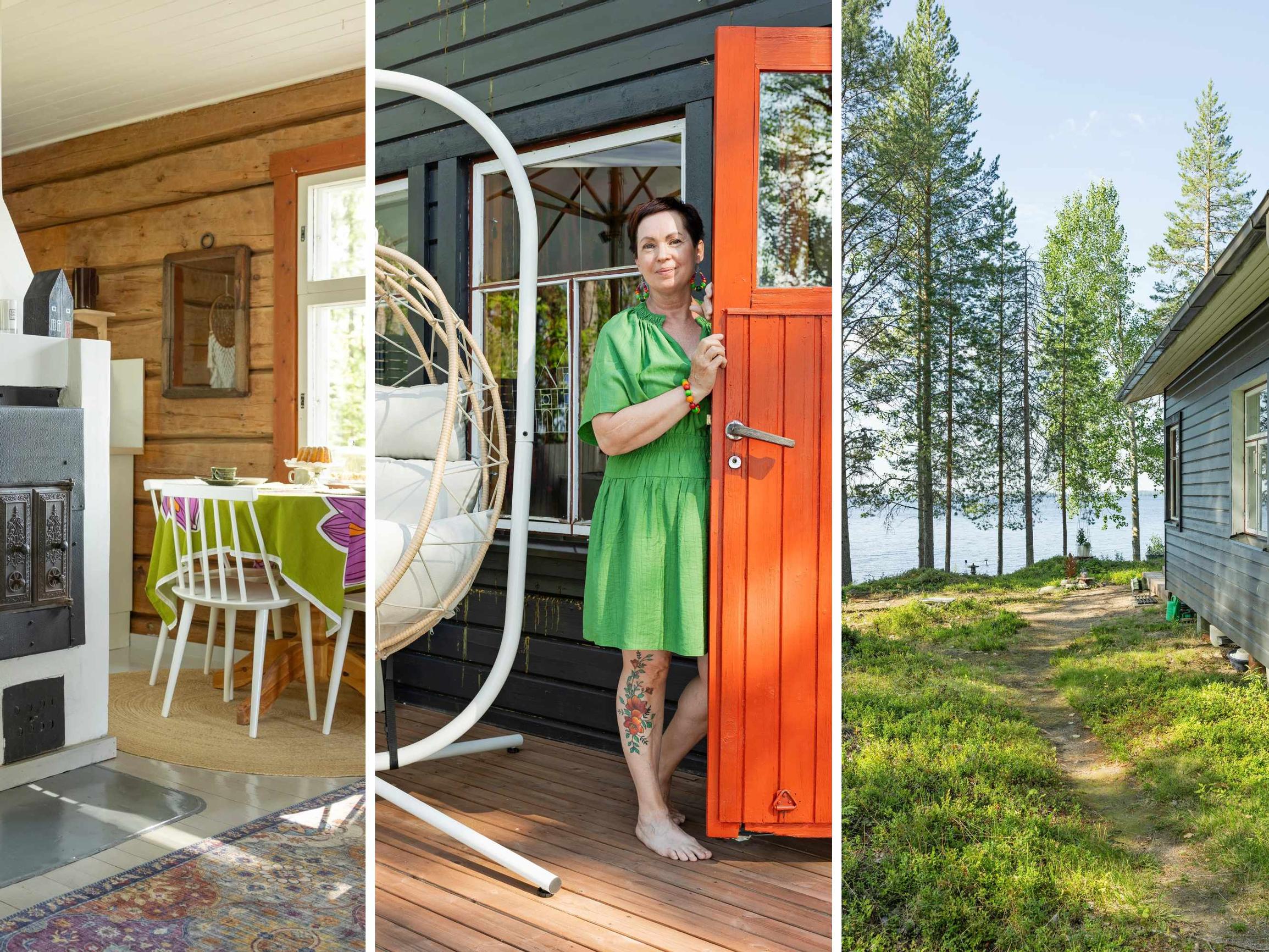 Inside Jaana’s log cabin, everything in the main room is old or reclaimed: “I’ve never seen a stove like this anywhere!”