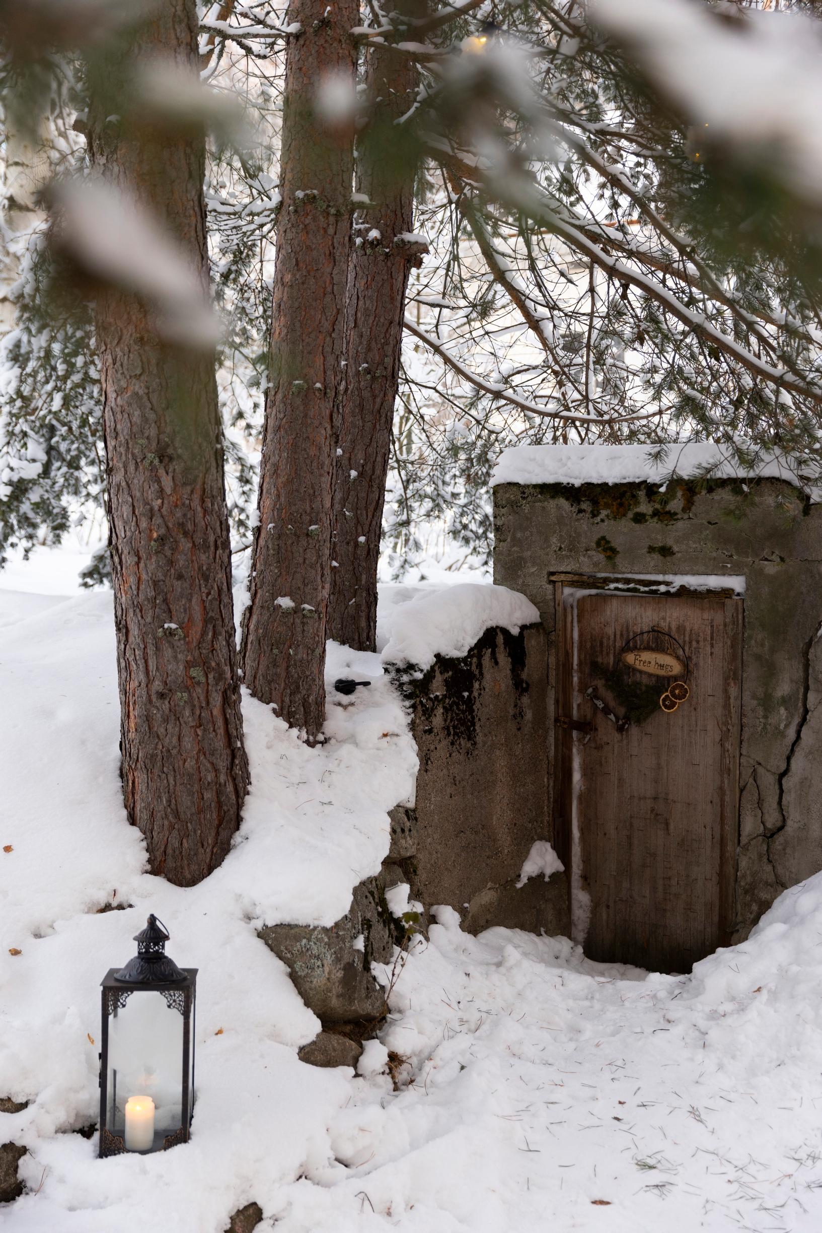 A root cellar in the snowy scenery