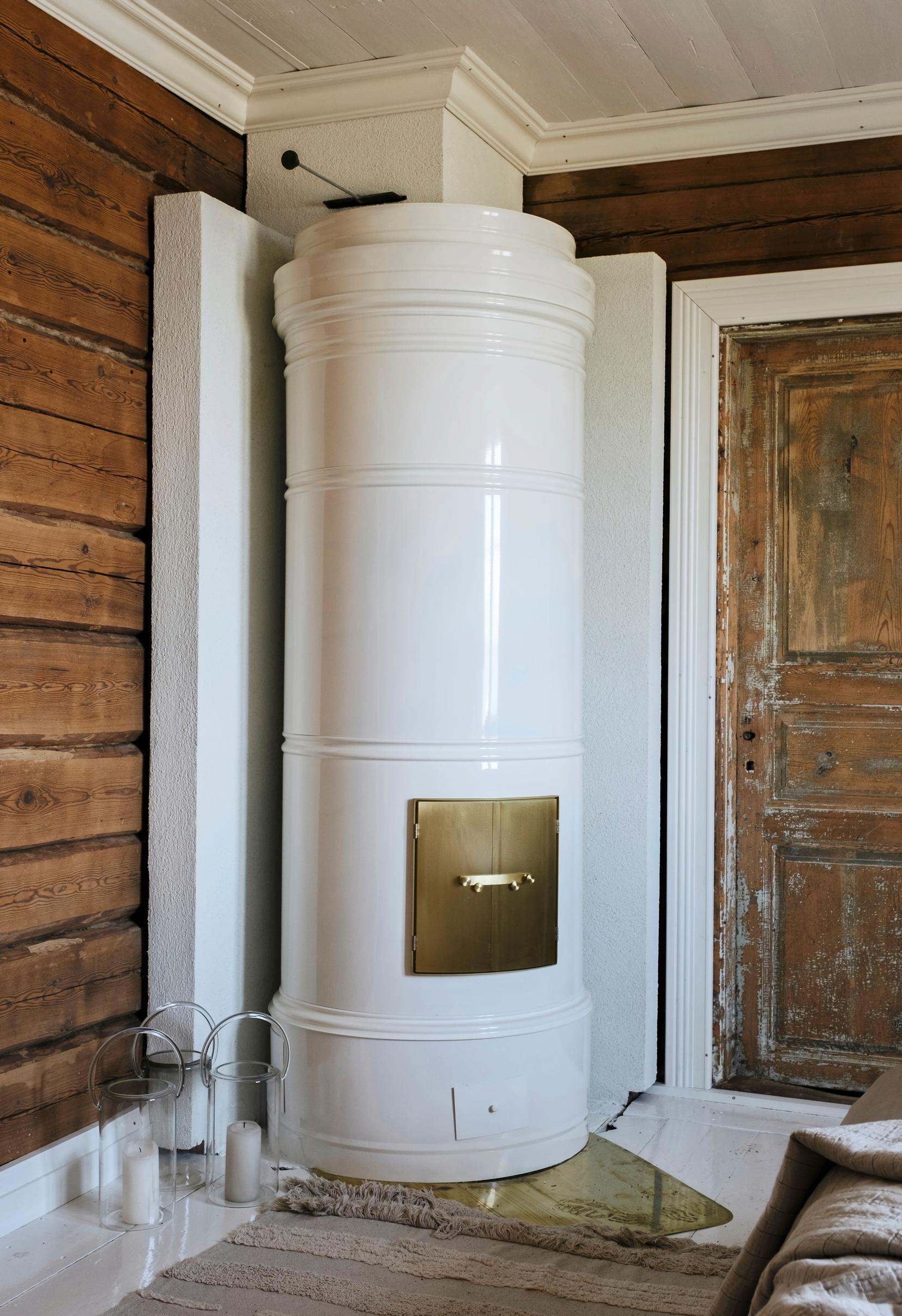 White stove in the bedroom