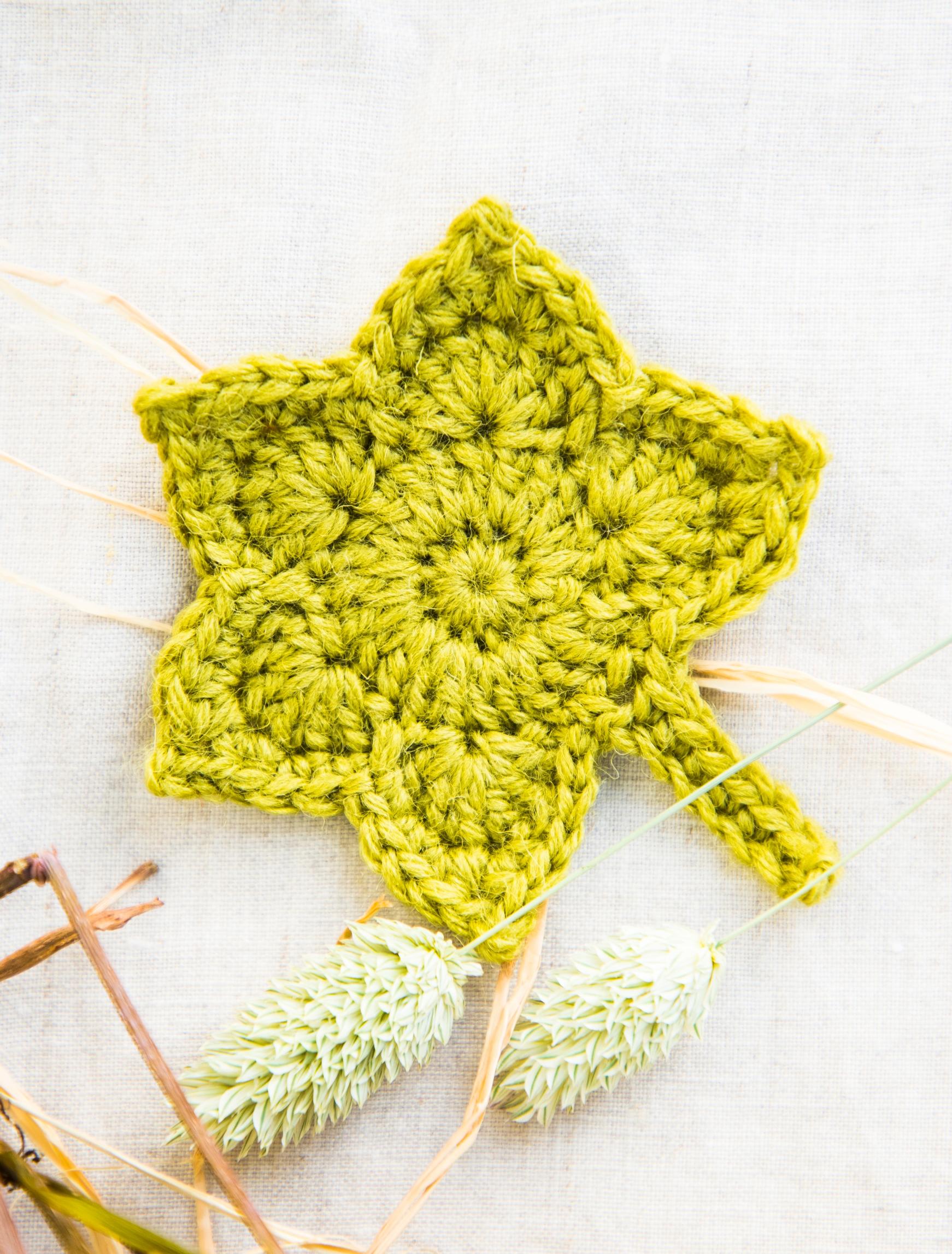 Crocheted maple leaf