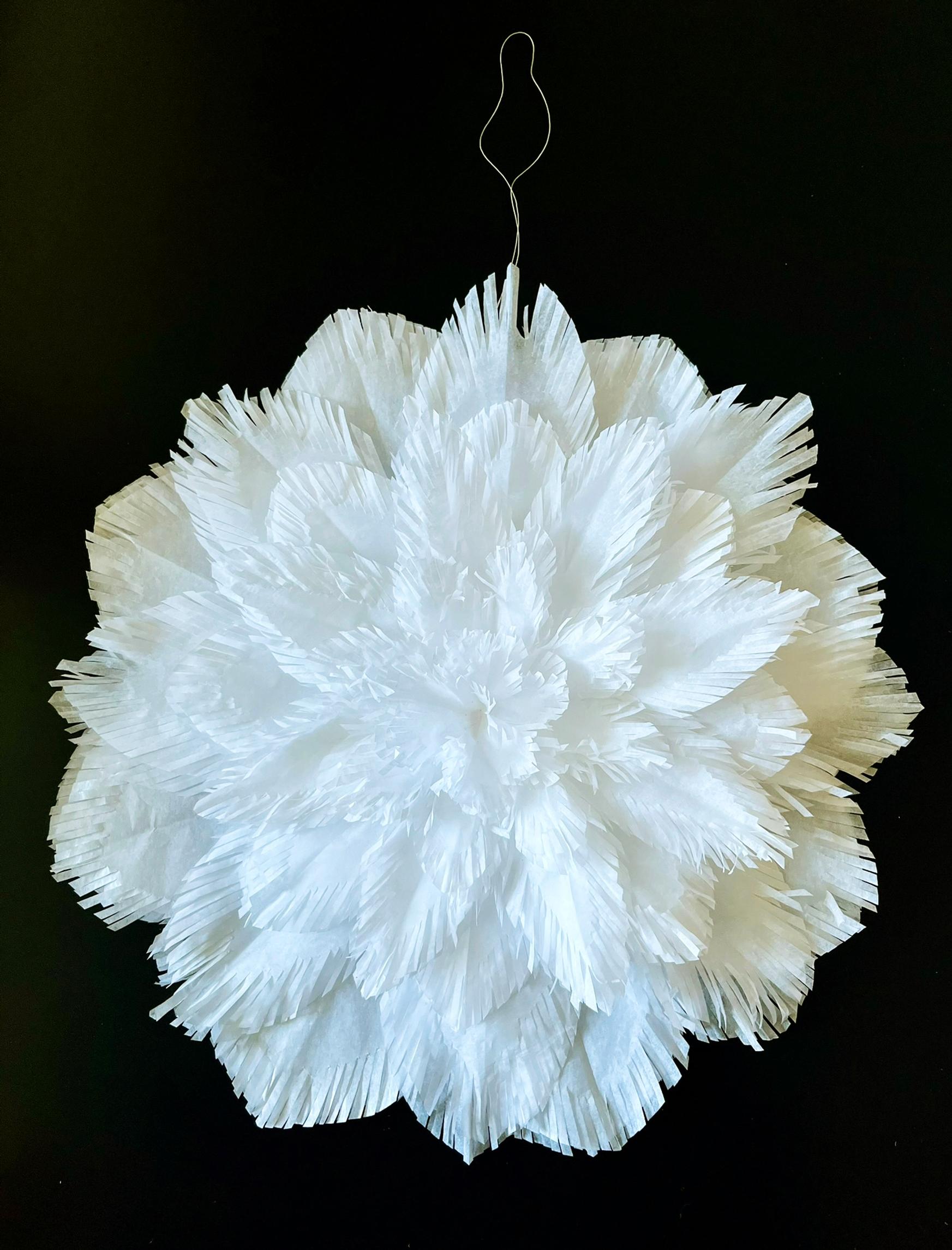 Finished fringe star ready to hang