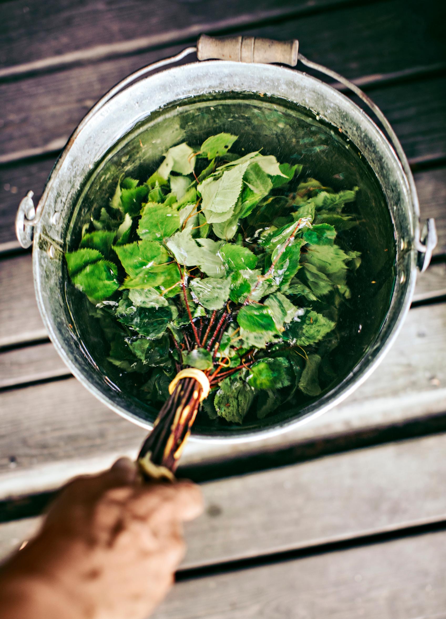 Sauna whisk in water