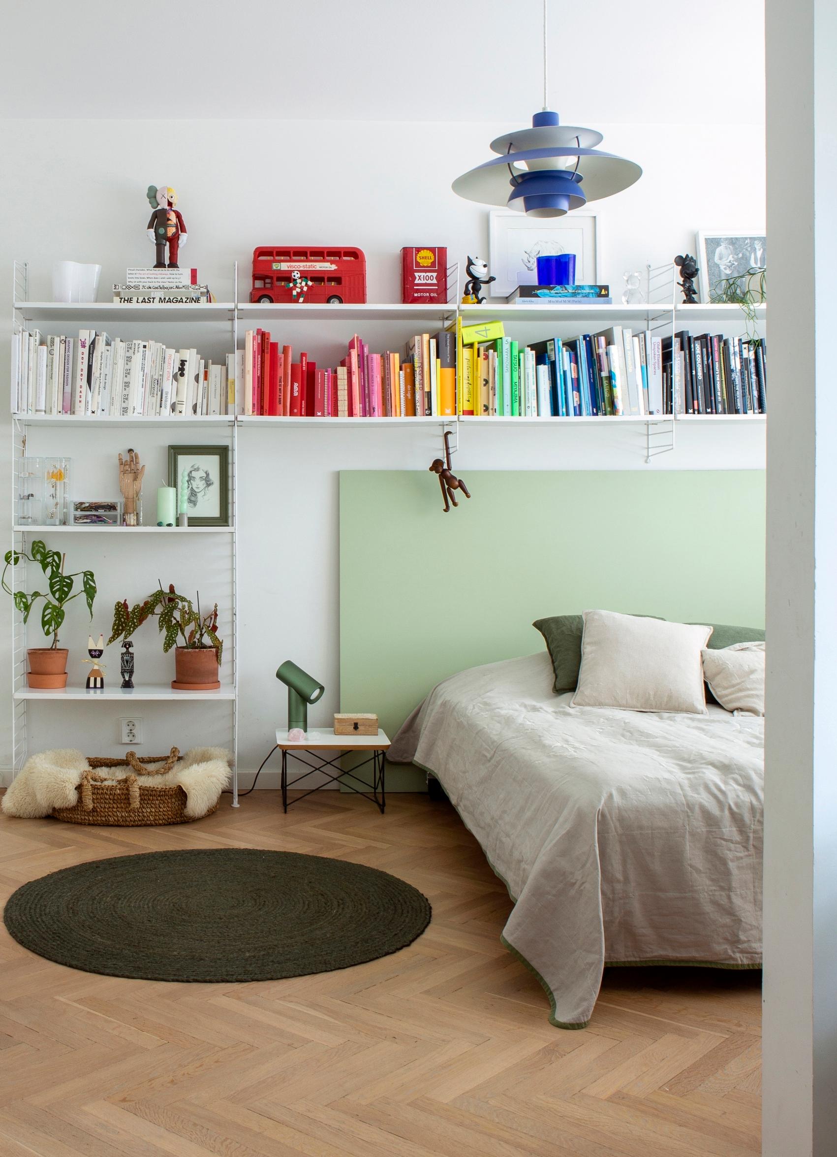 Headboard made from a painted plywood board