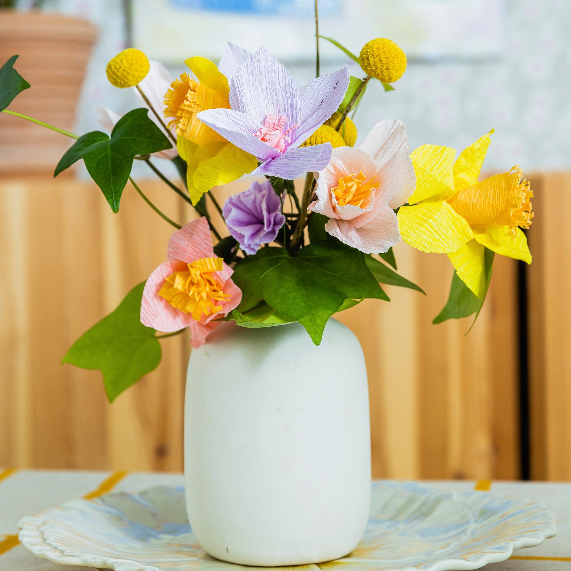 Brighten your home for the spring with crepe paper flowers—an everlasting bouquet from just a few supplies