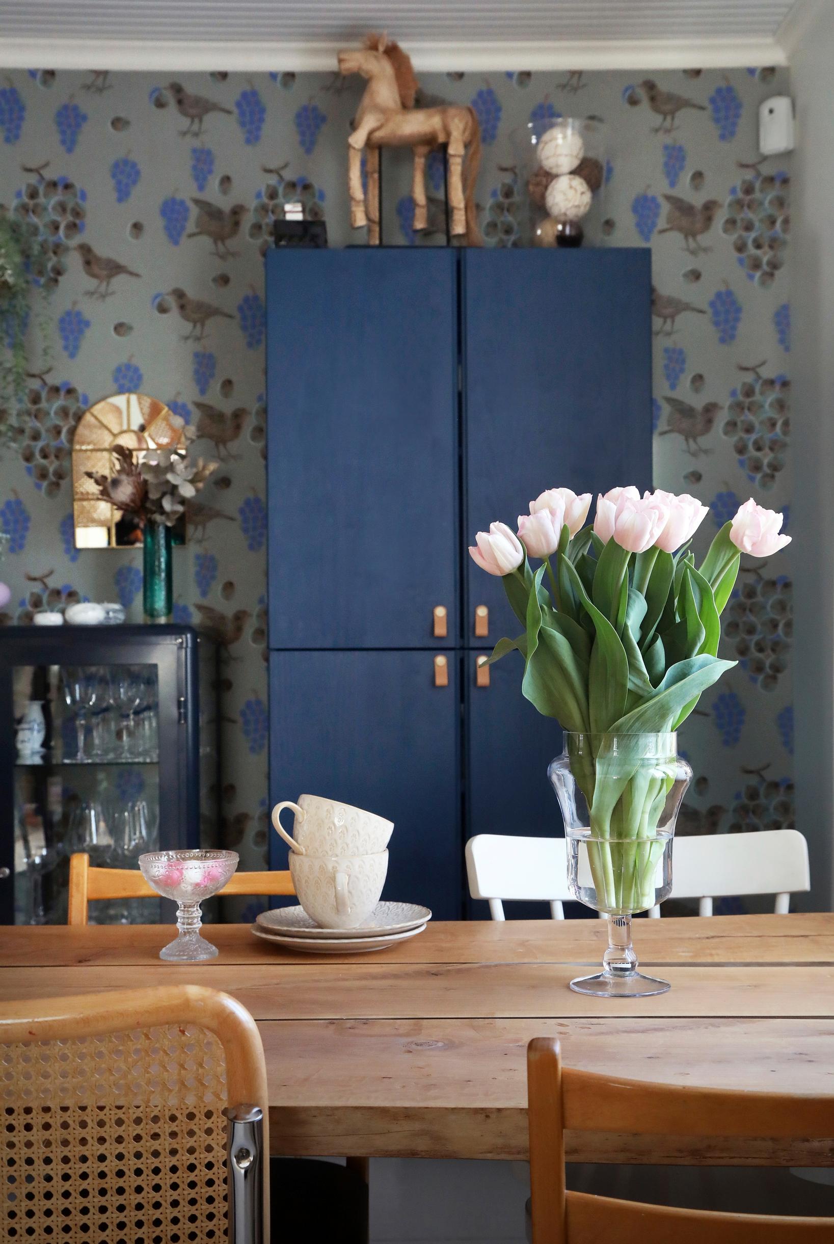 A dark blue painted Ivar cabinet.