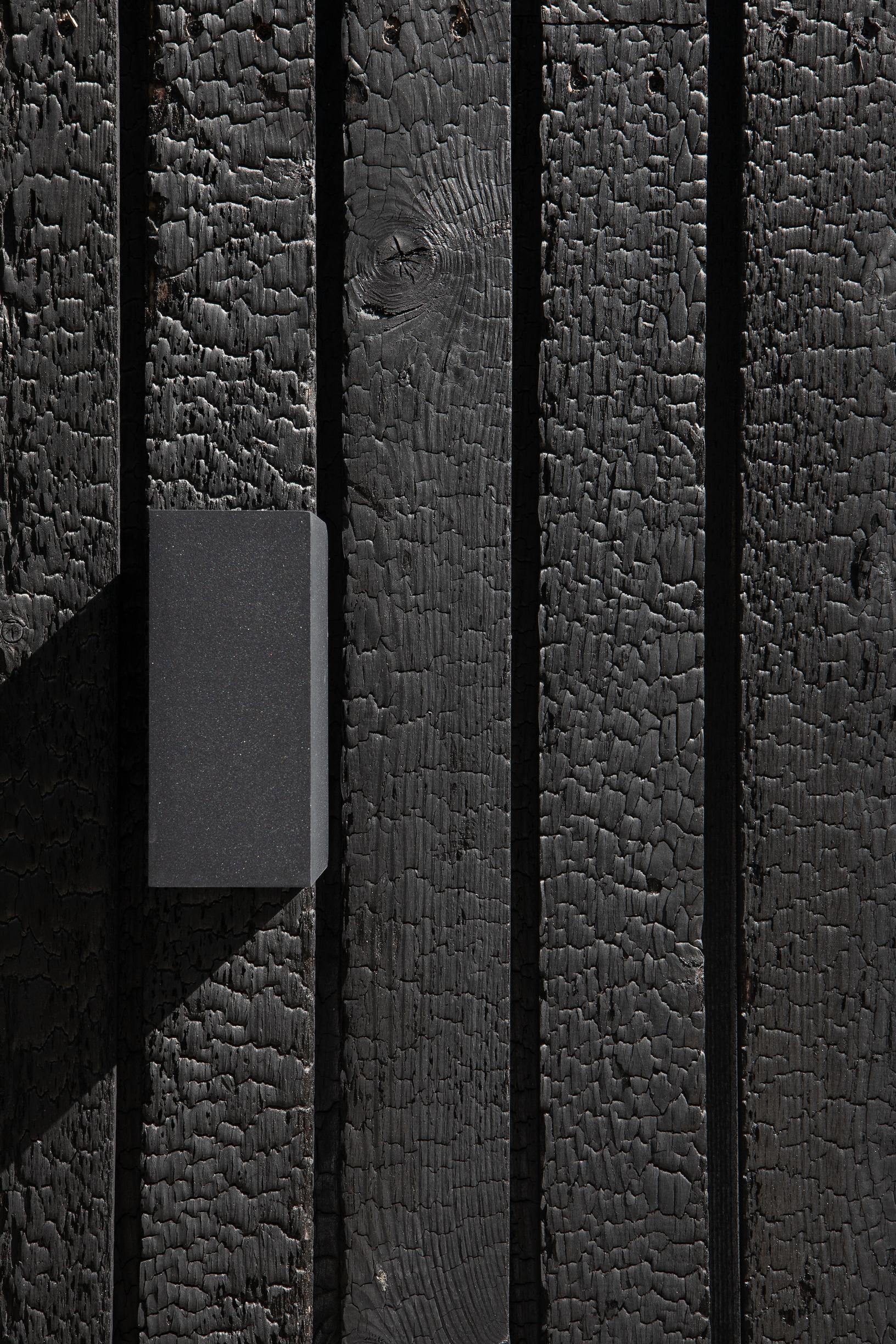 Shou sugi ban–treated wood panel