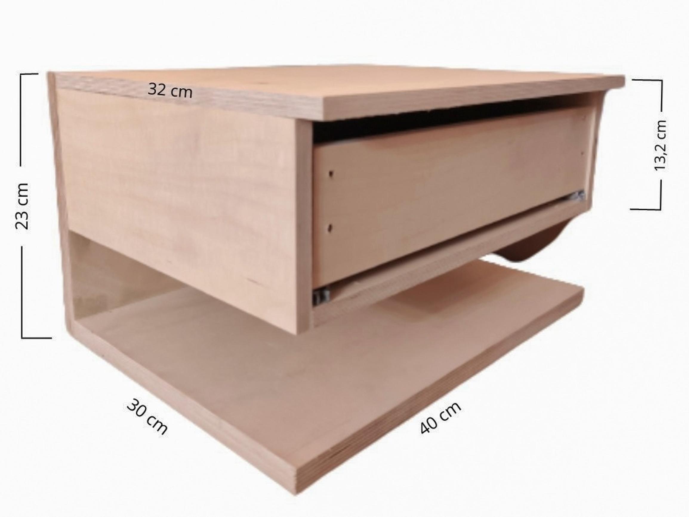 Dimensions of the wall-mounted bedside table