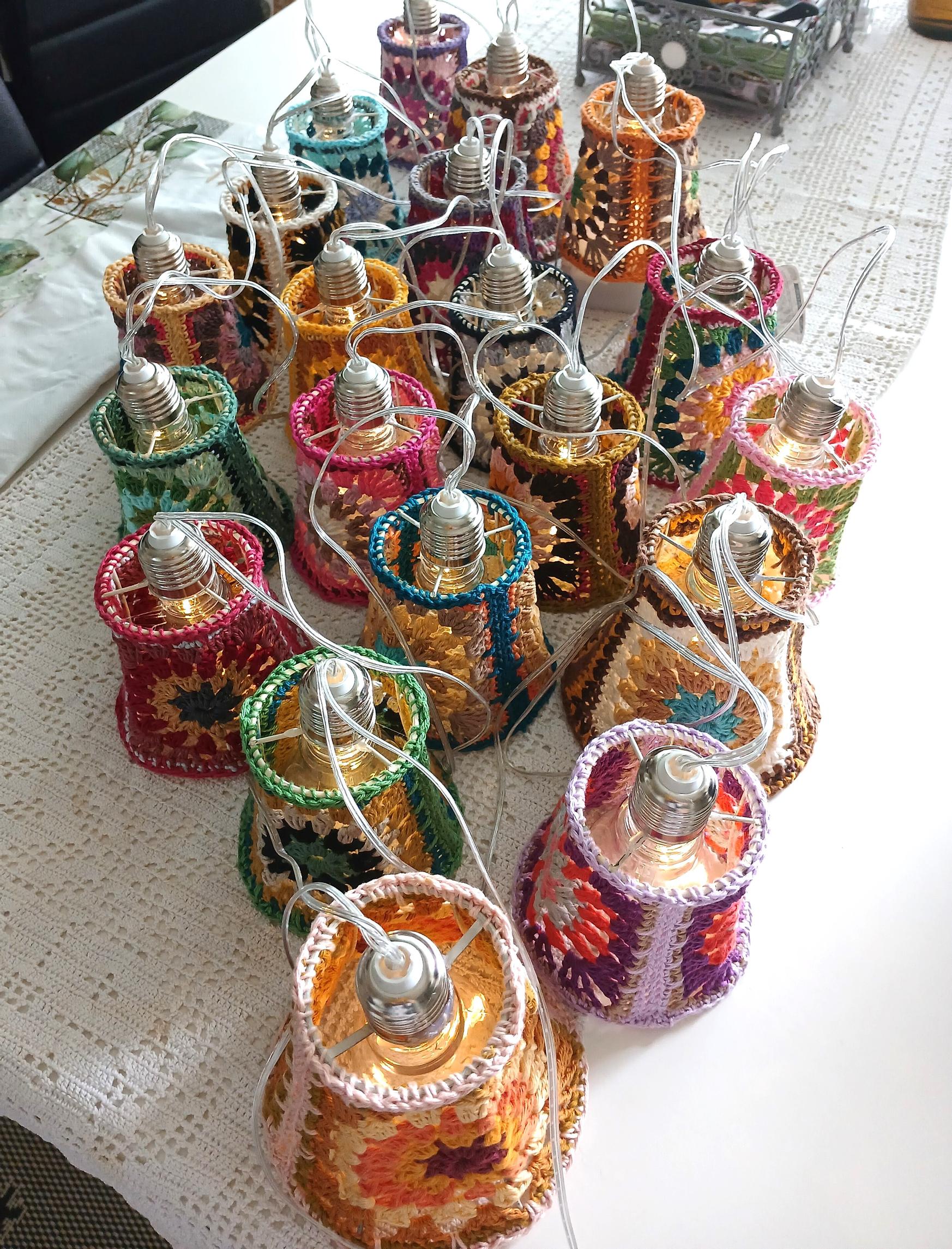 The finished string of lights waiting to be used.