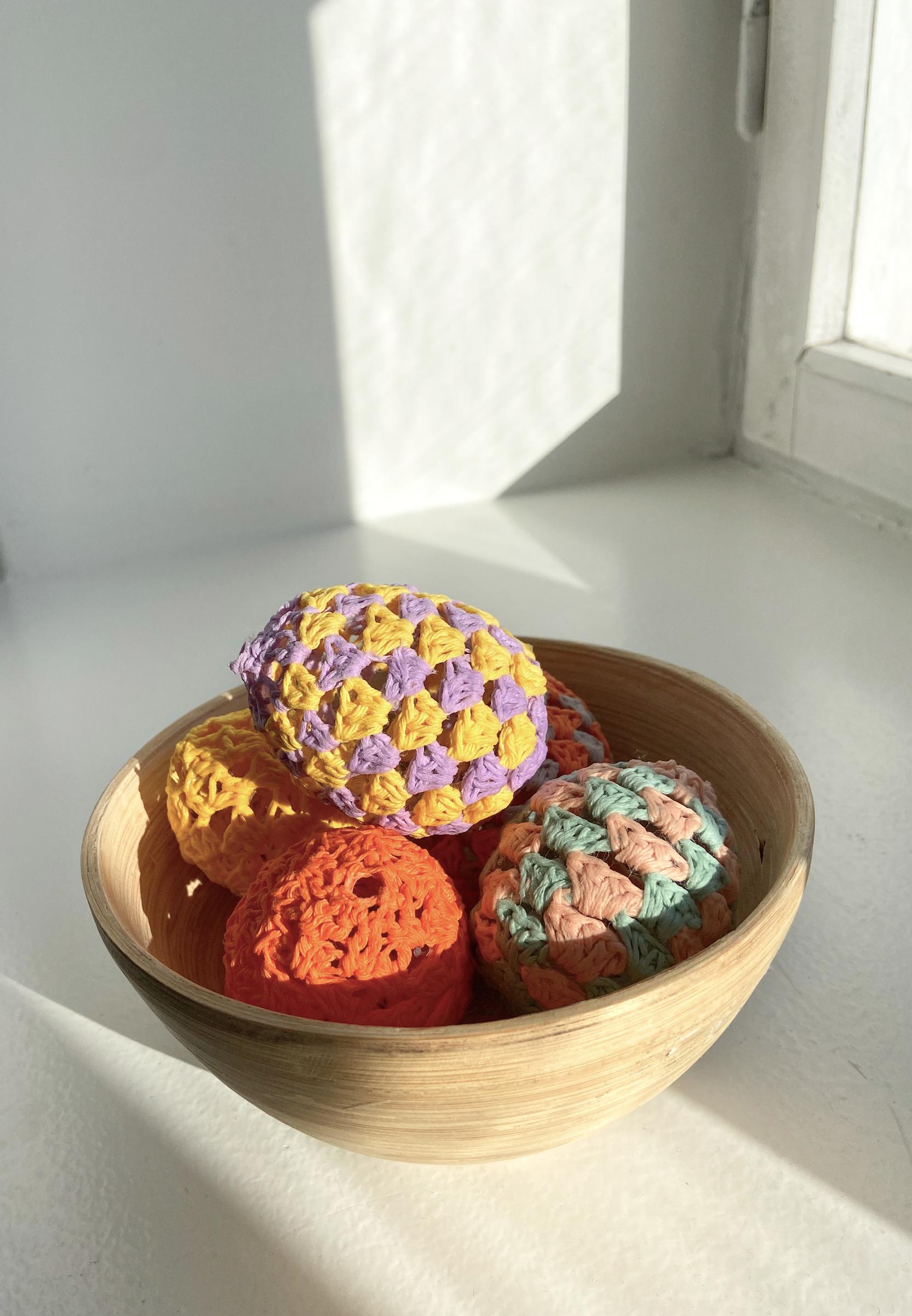 A basketful of finished eggs.