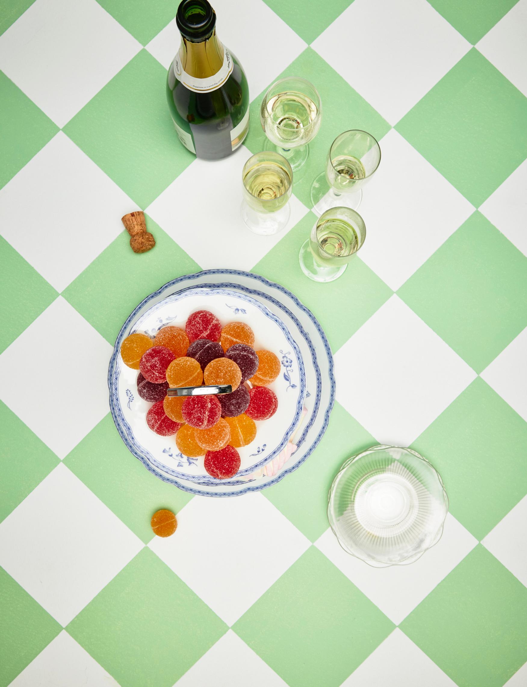 A check pattern painted on the table surface