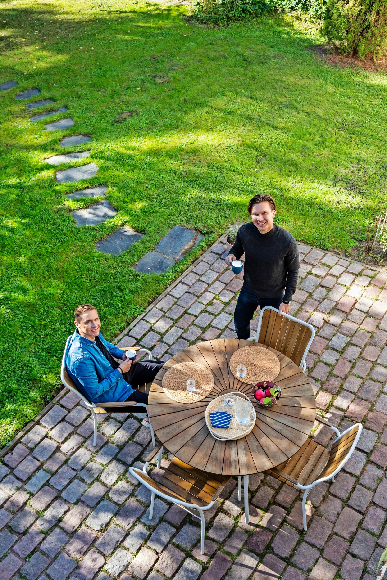 Ilkka and Patrik on their patio