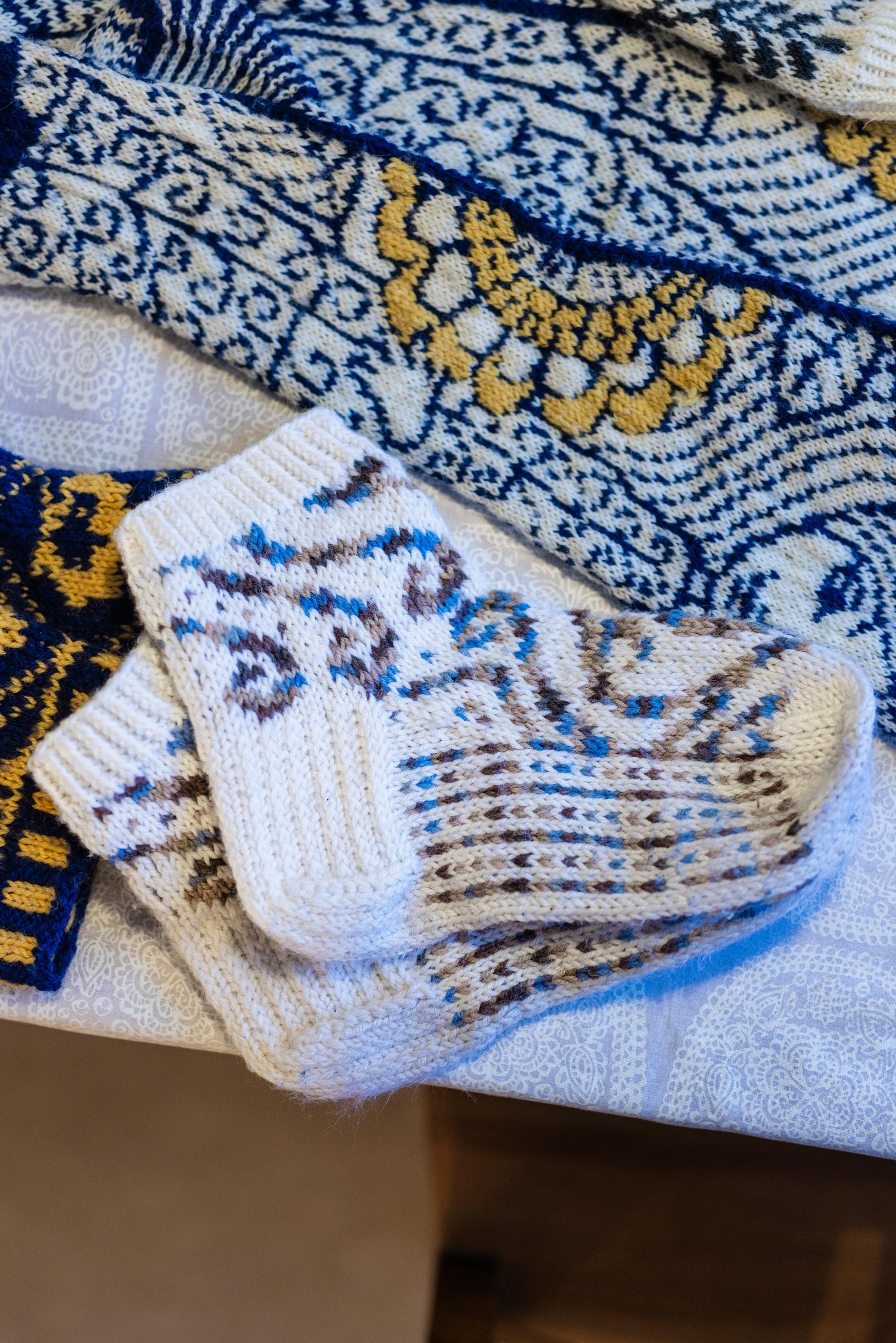 wool socks with colorwork patterns