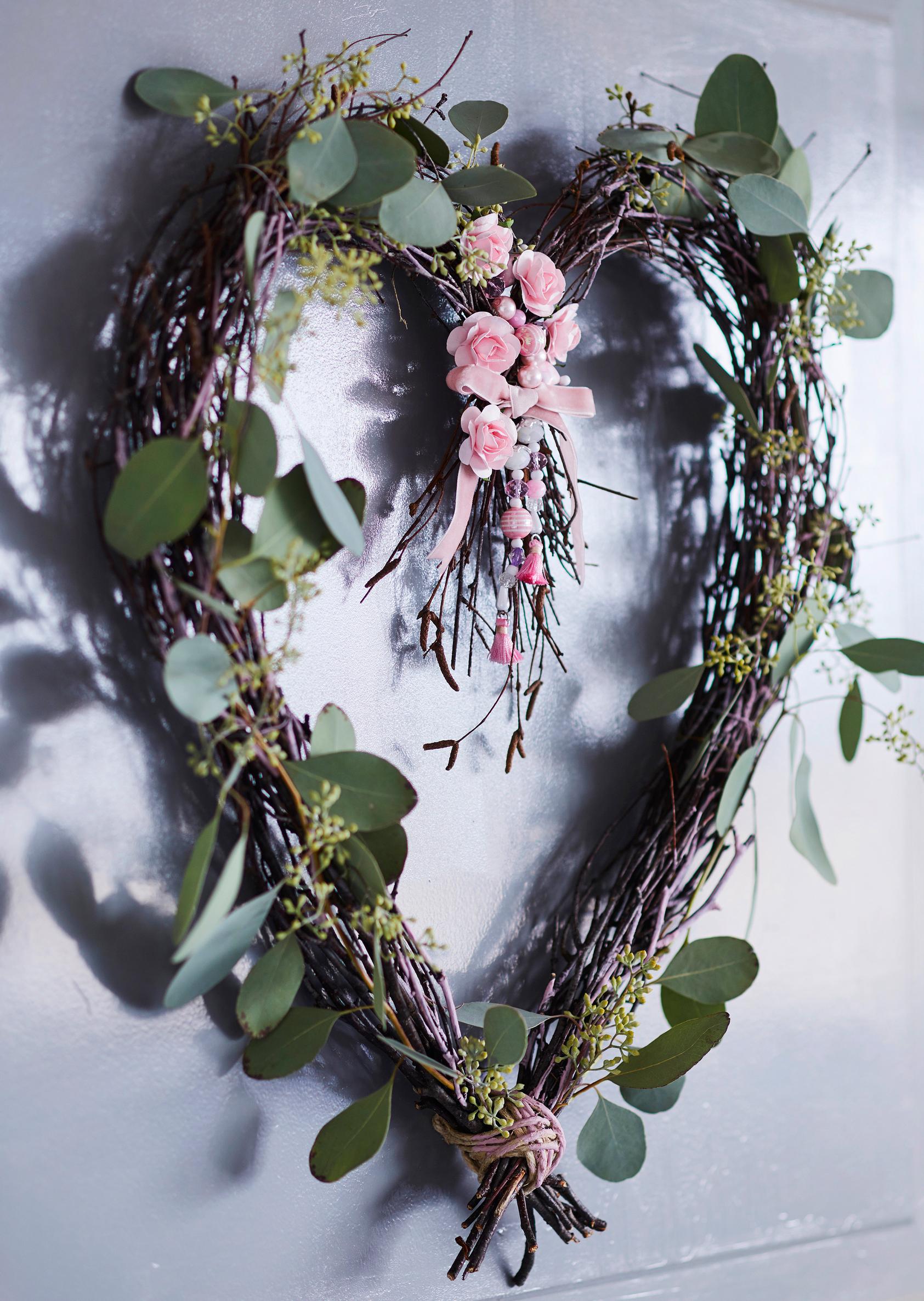 Heart-shaped twig wreath