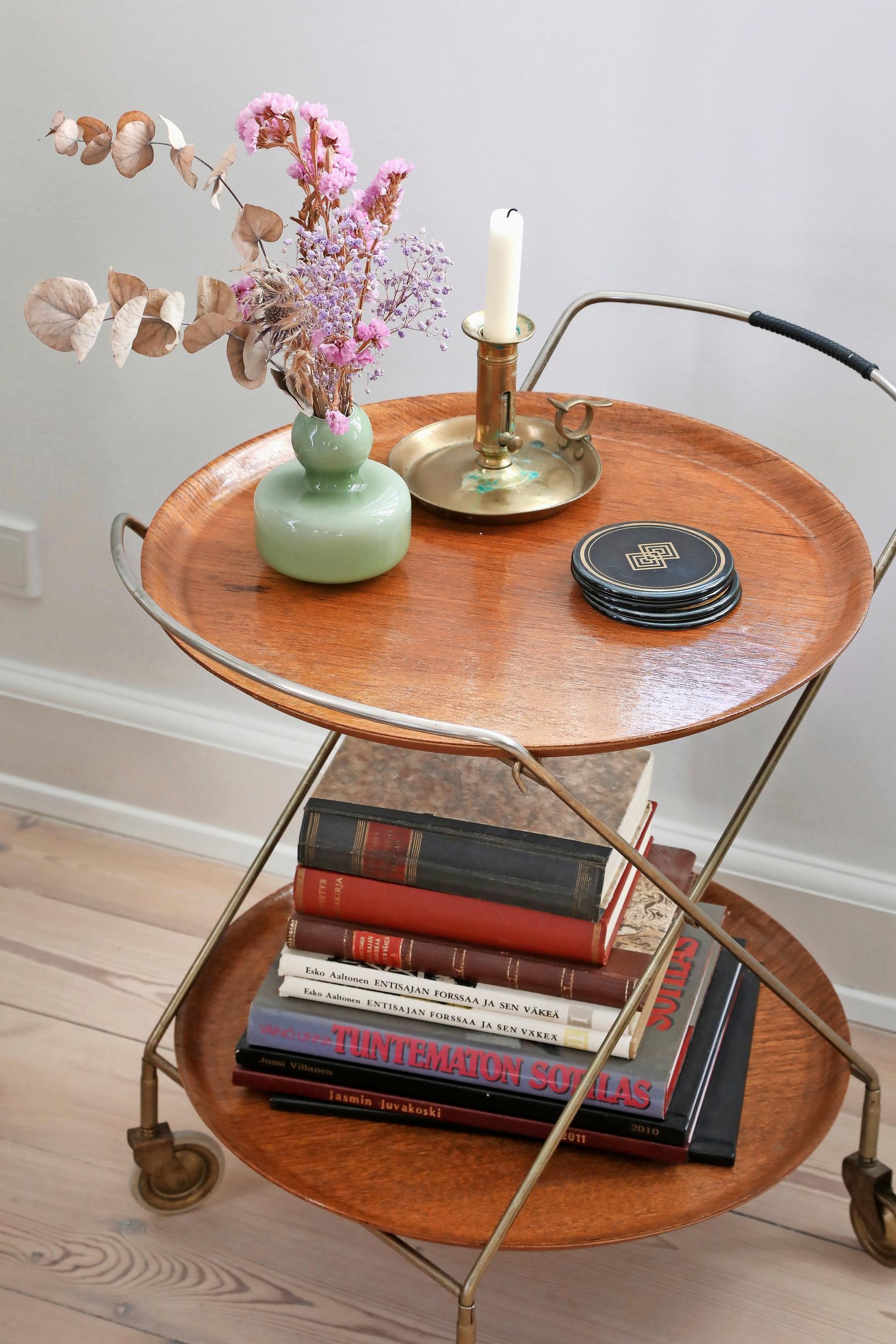 A teak serving cart