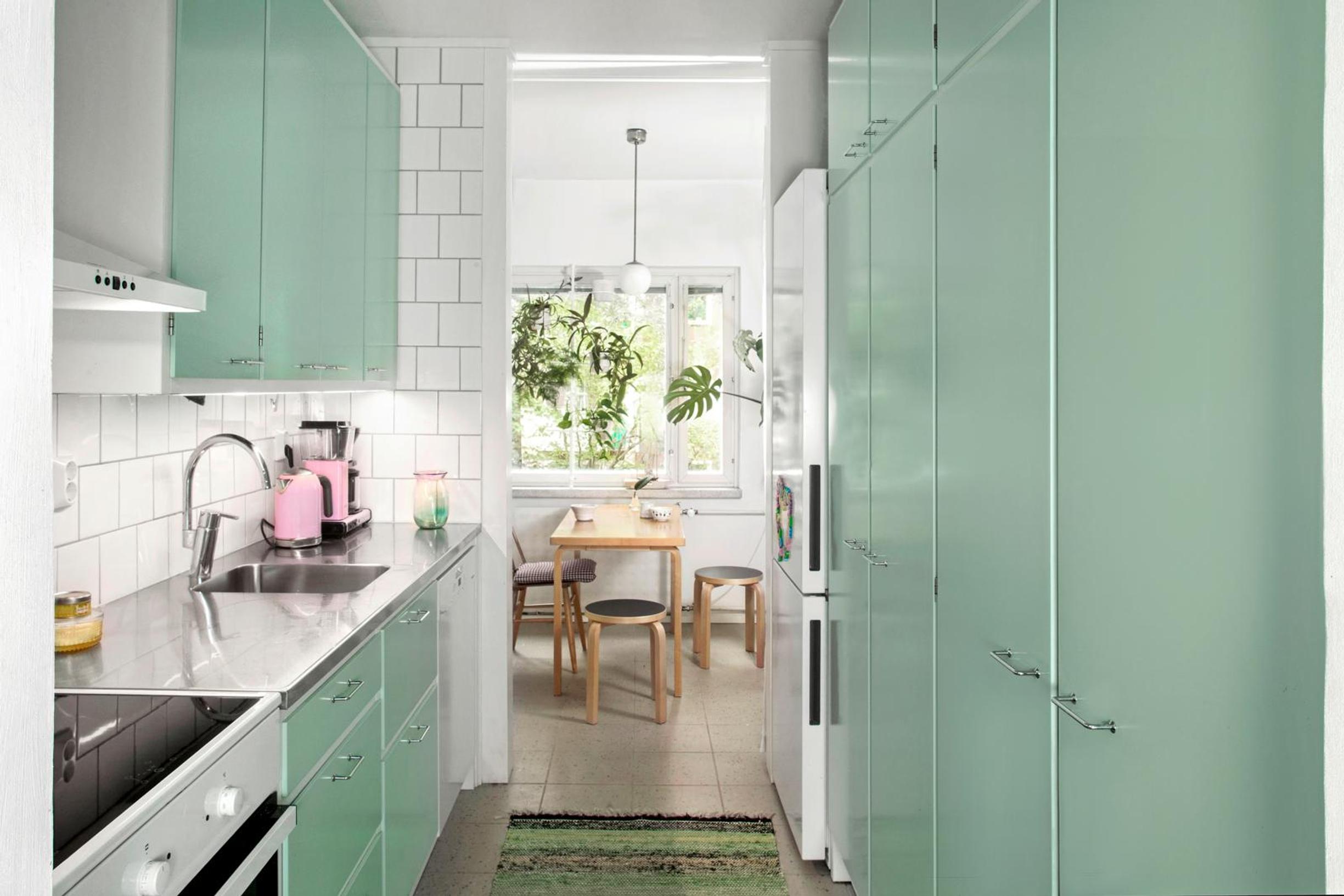 Mint green kitchen