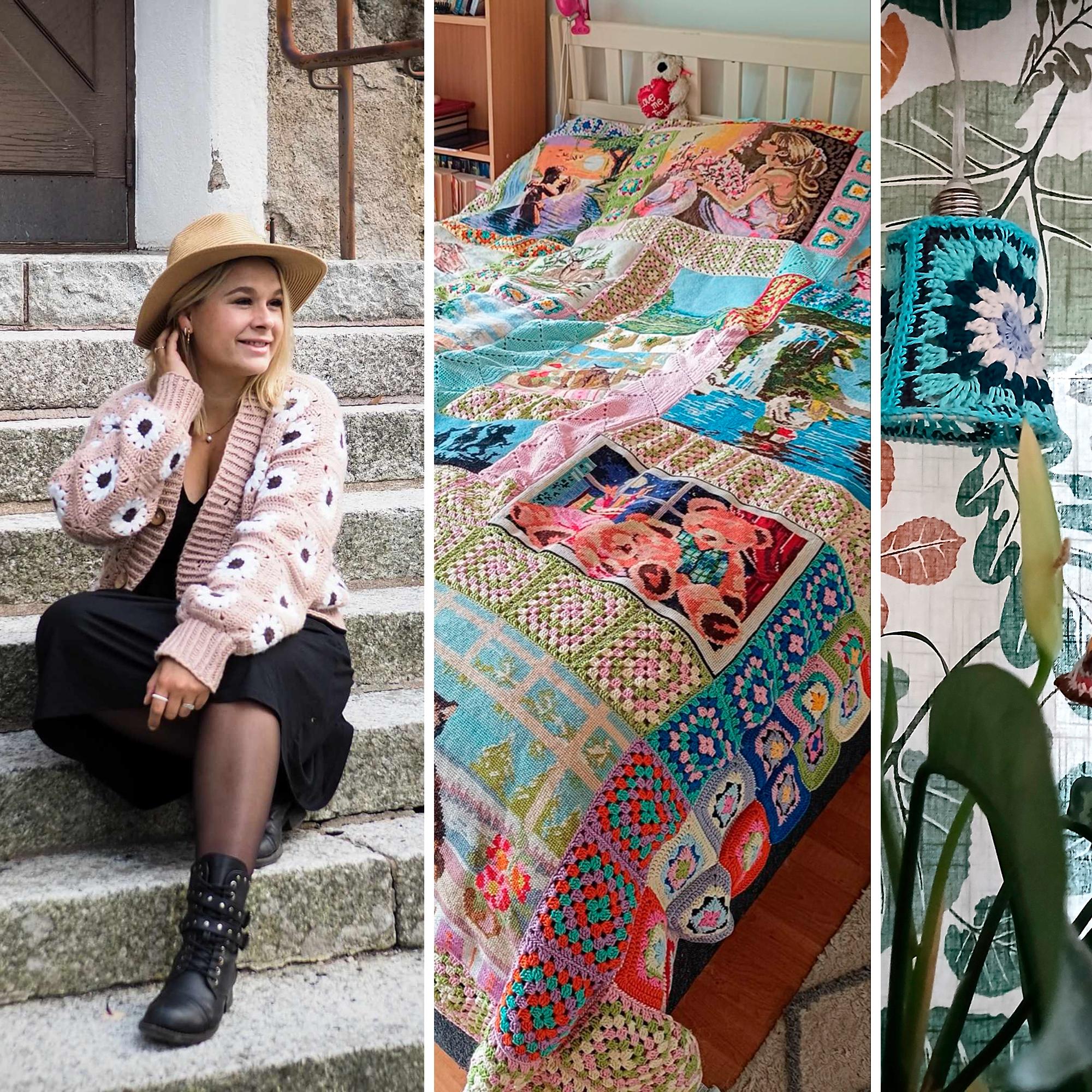 From a blanket of hundreds of squares to a charming floral cardigan—4 crocheters share their stunning creations