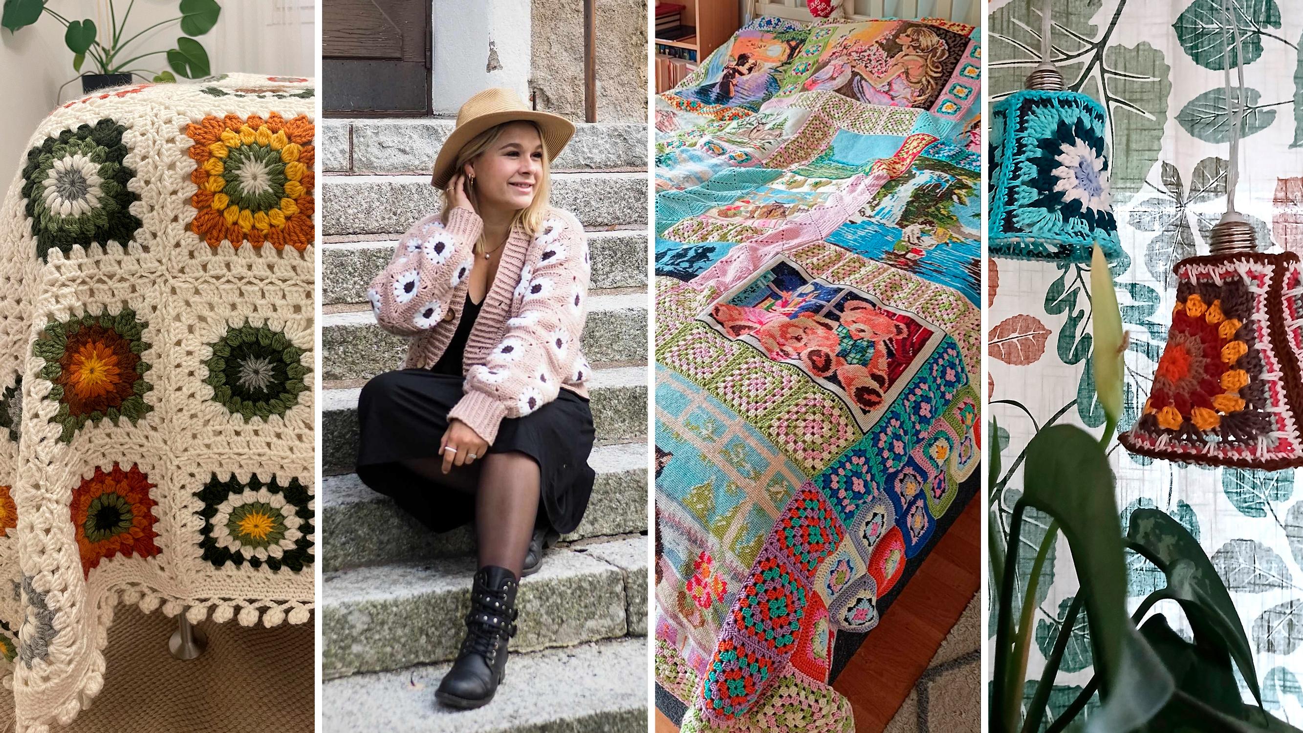 From a blanket of hundreds of squares to a charming floral cardigan—4 crocheters share their stunning creations