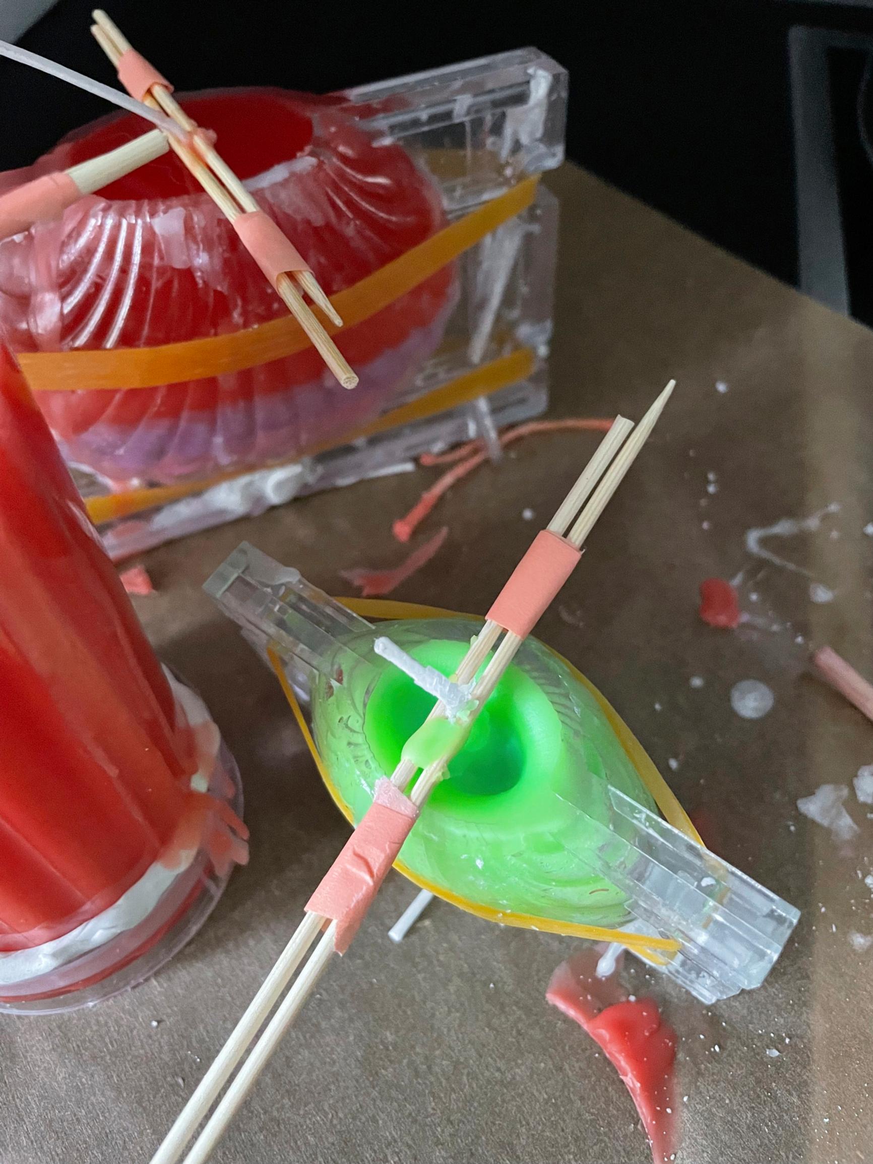 Wax sinks as it sets