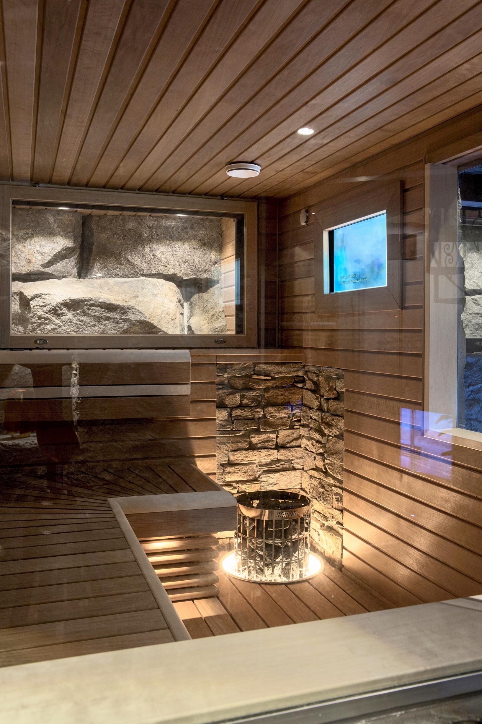 The house’s foundation behind the sauna window