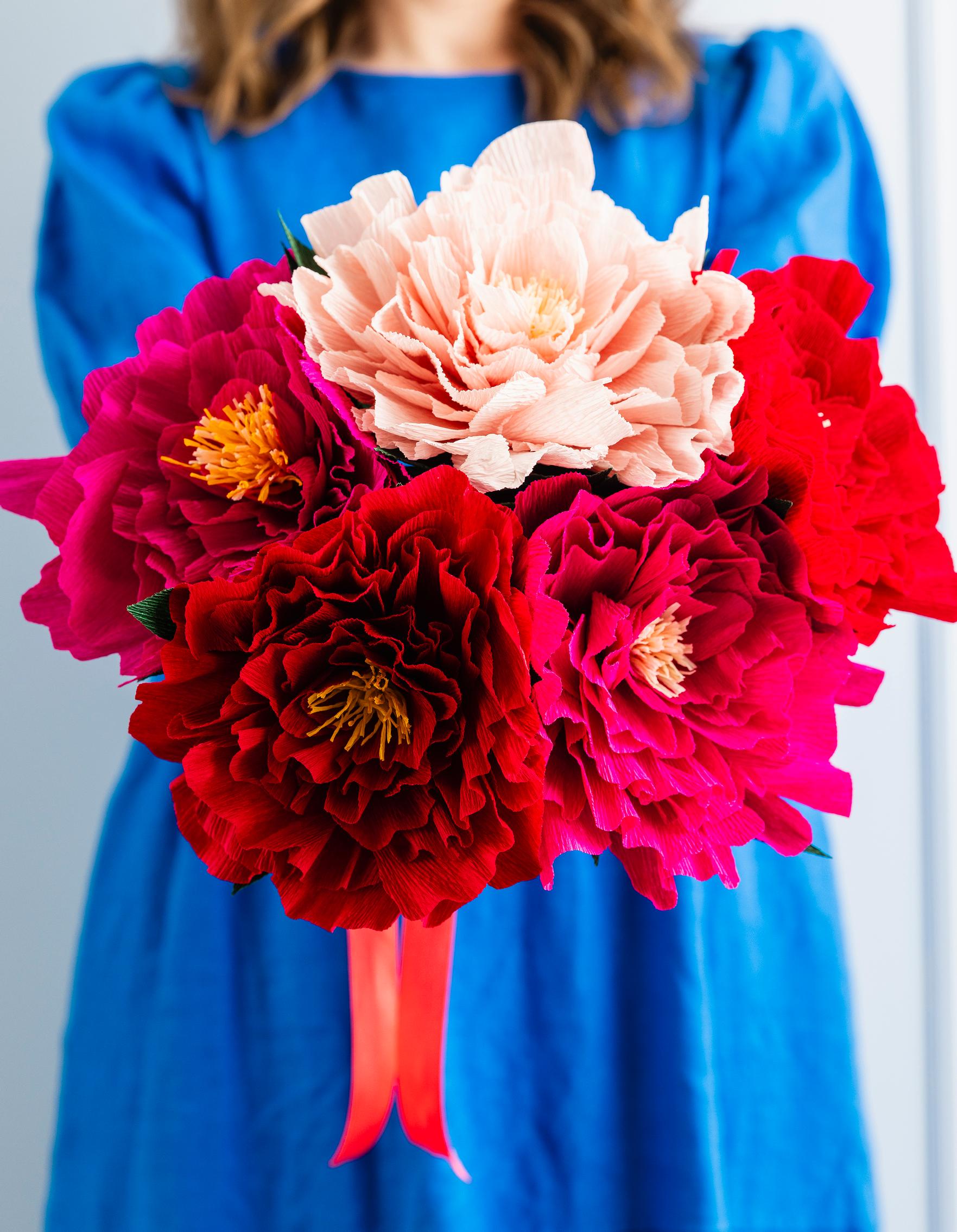 A bouquet of paper peonies