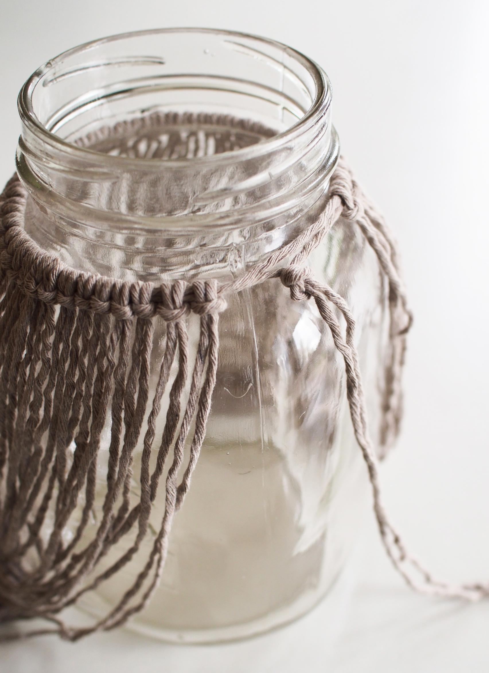 Lark’s head knots on a macramé lantern