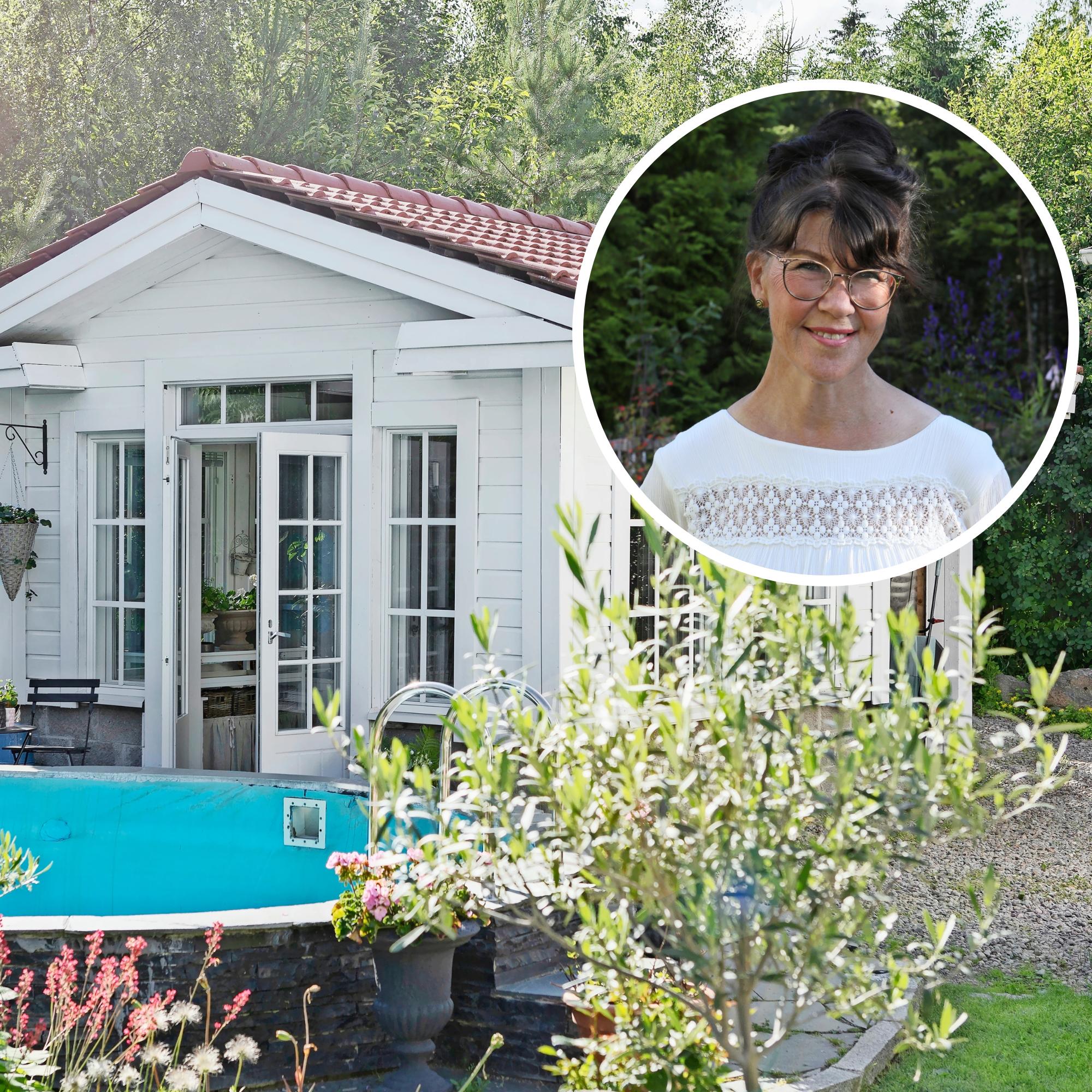 Katriina’s garden room is always in season: it doubles as a workspace, poolside changing room, and even a winter haven for plants!