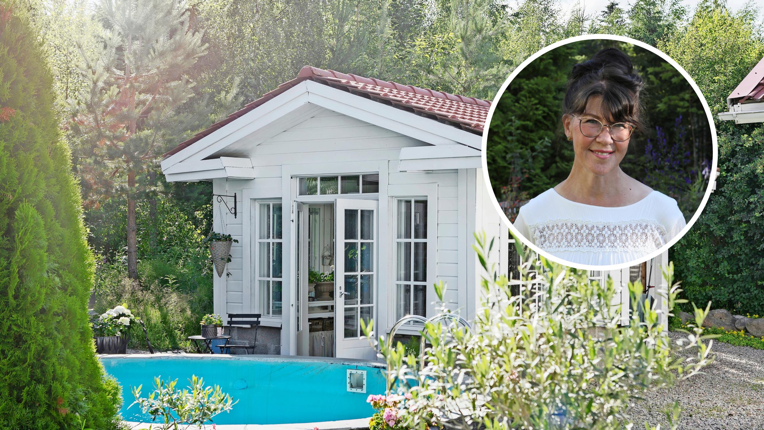 Katriina’s garden room is always in season: it doubles as a workspace, poolside changing room, and even a winter haven for plants!