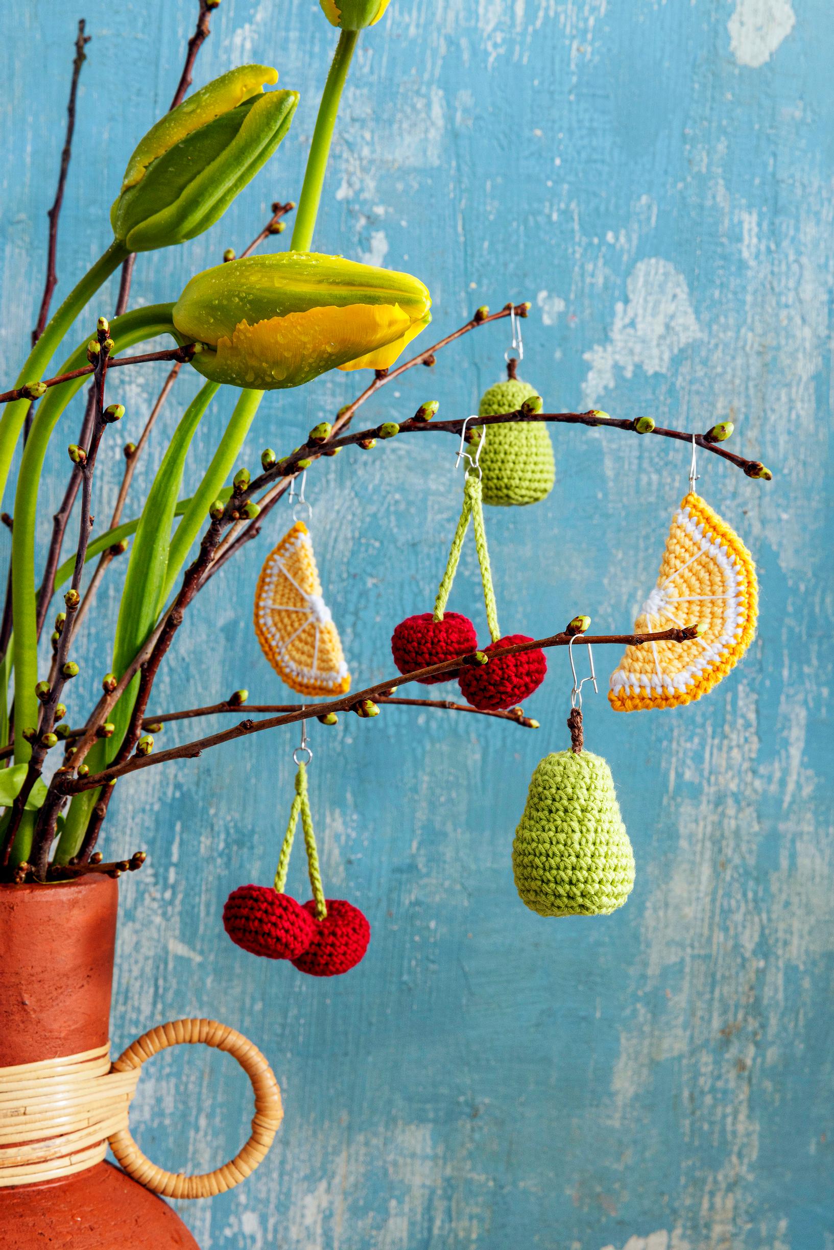 Crocheted fruit earrings