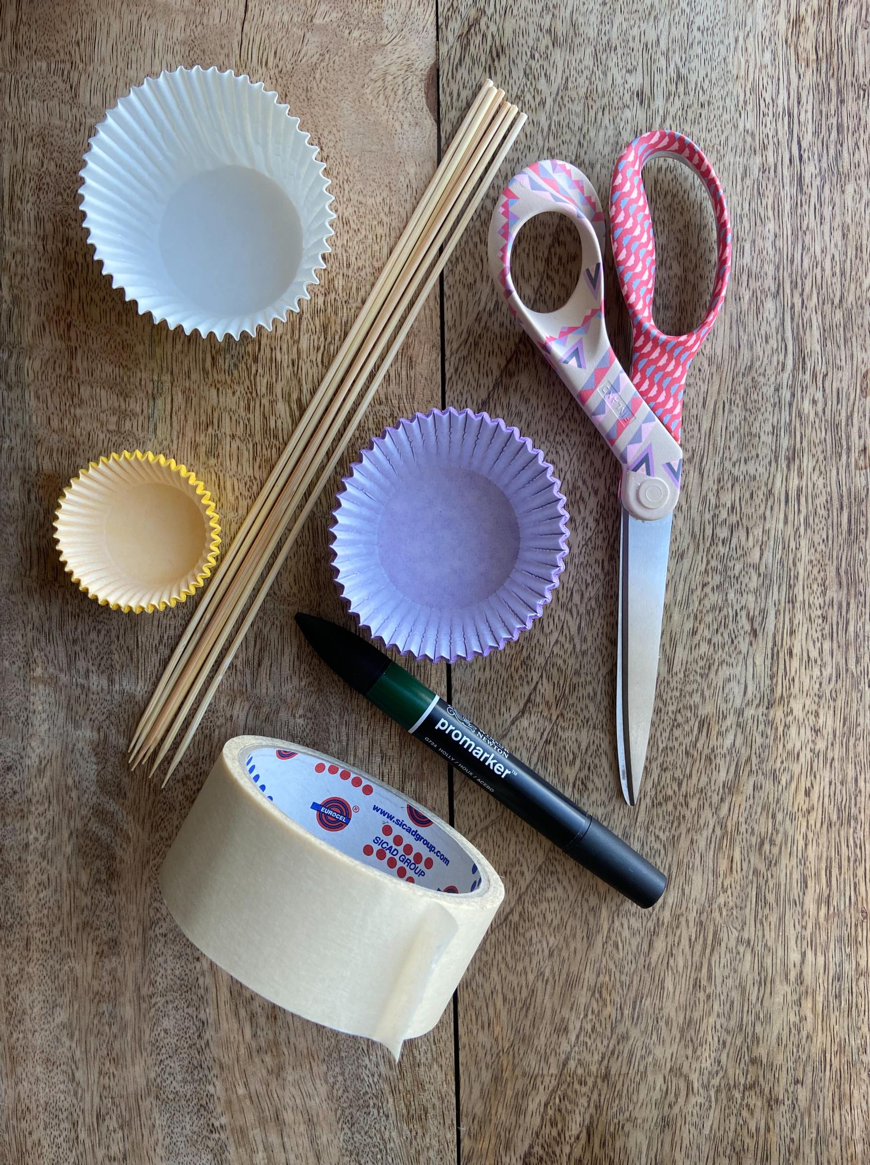 Materials for muffin-liner flowers