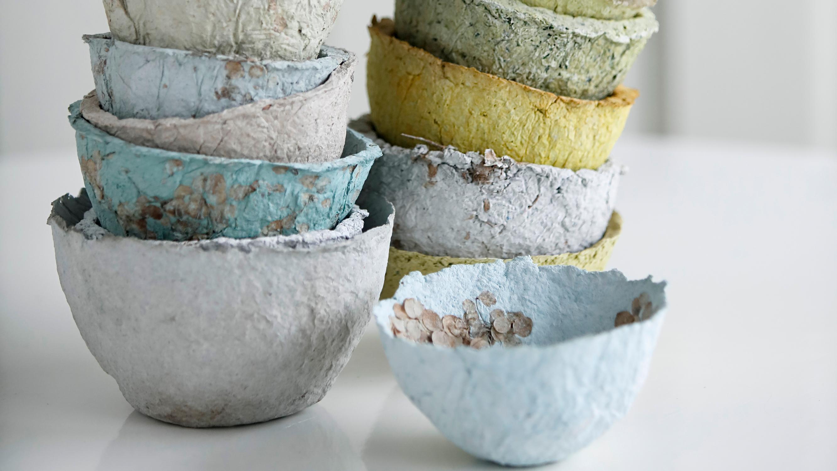 Make beautiful papier-mâché bowls from old newspapers—here’s how!