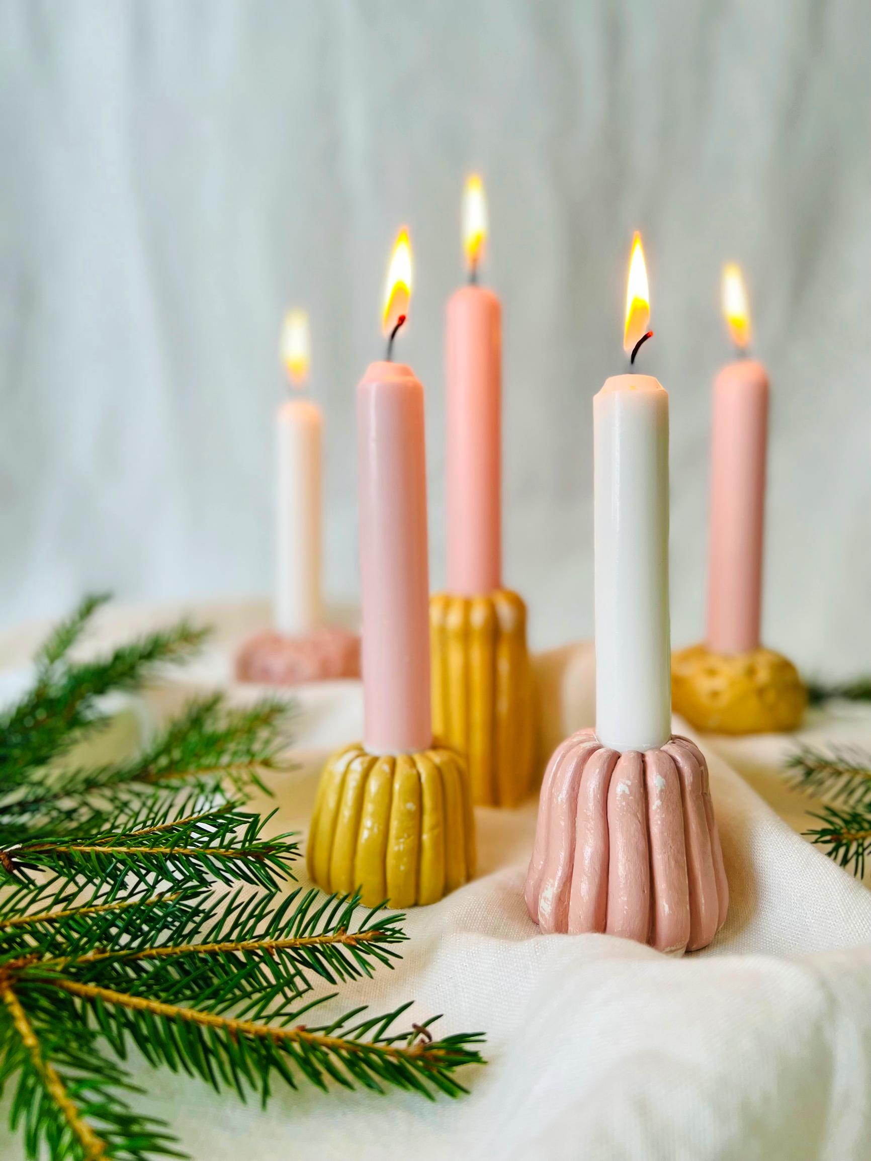 Candleholders from air-dry clay