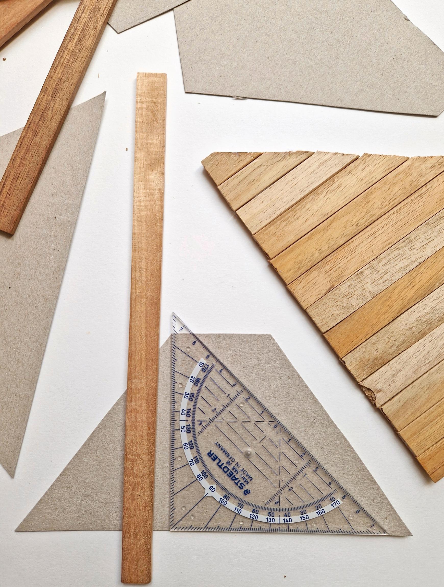 Cut the wooden sticks according to the templates.