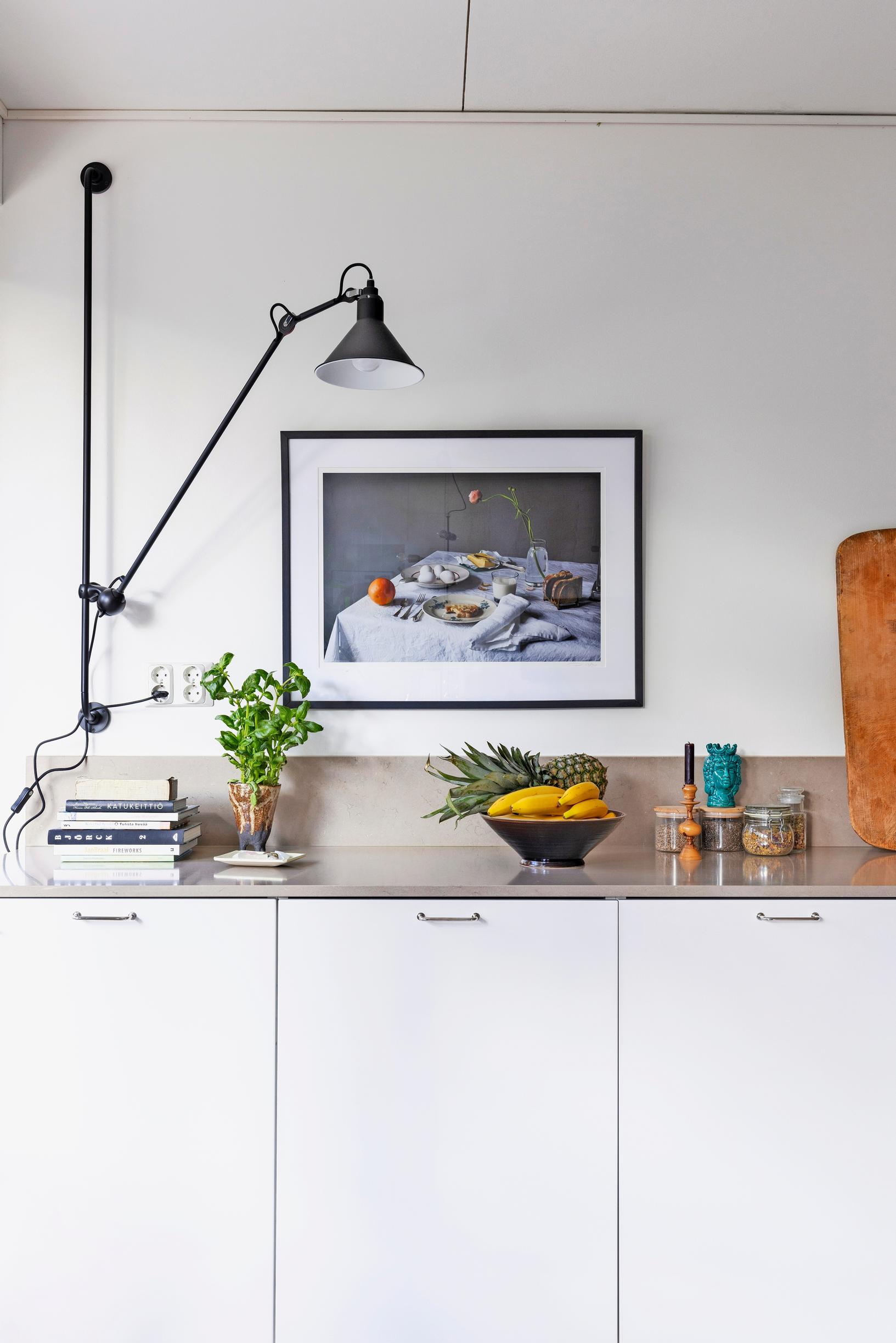 White cabinetry on the wall