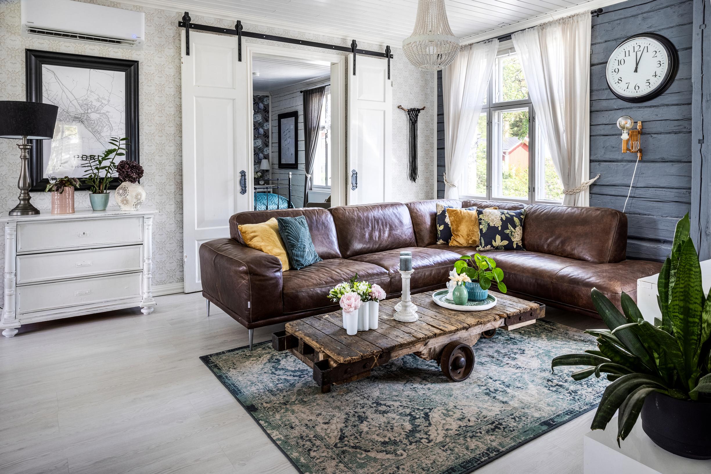 A wide view of the living room