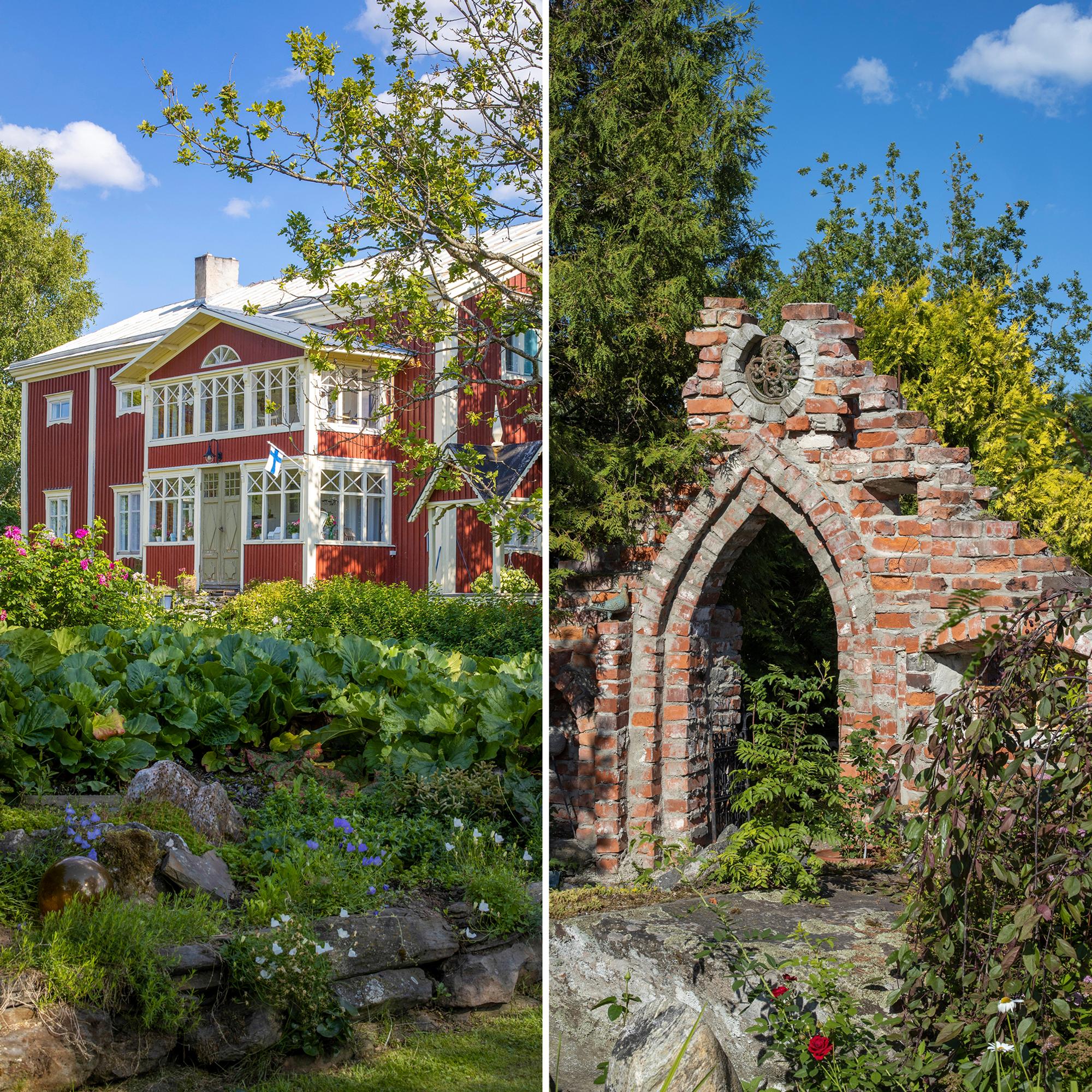 Finnish artist builds a monastic ruin from reclaimed bricks and an entire miniature city from old boards—in his garden!