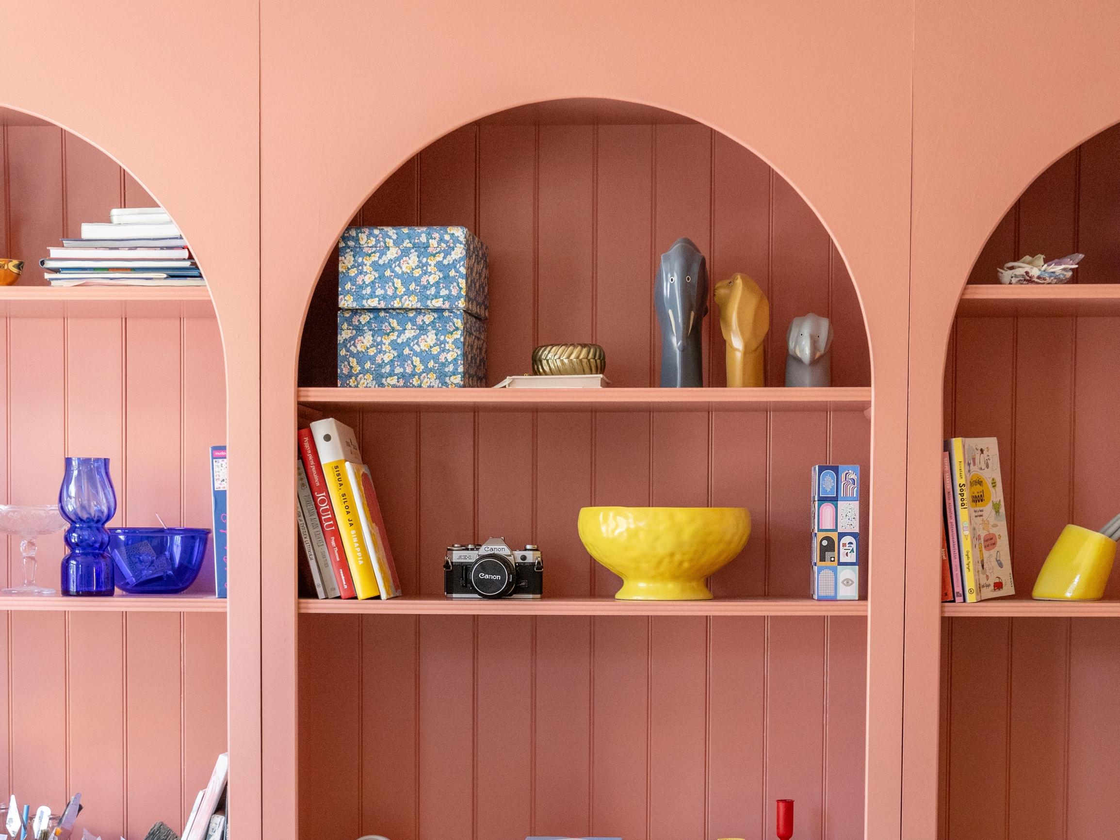 Jenni said goodbye to white—an out of place cabinet is now a cheerful pink!