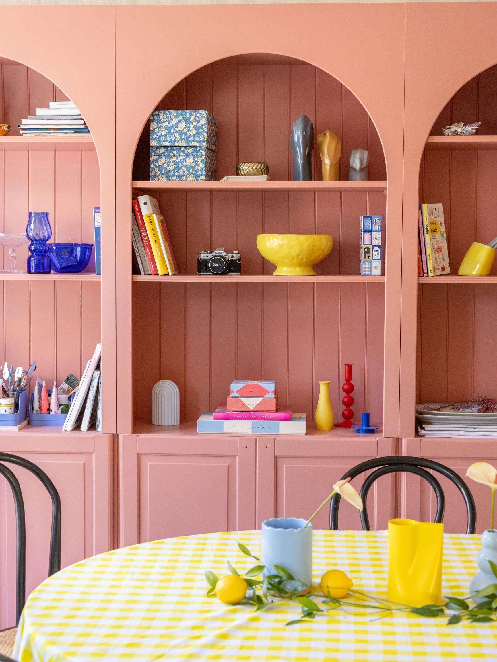 Jenni said goodbye to white—an out of place cabinet is now a cheerful pink!