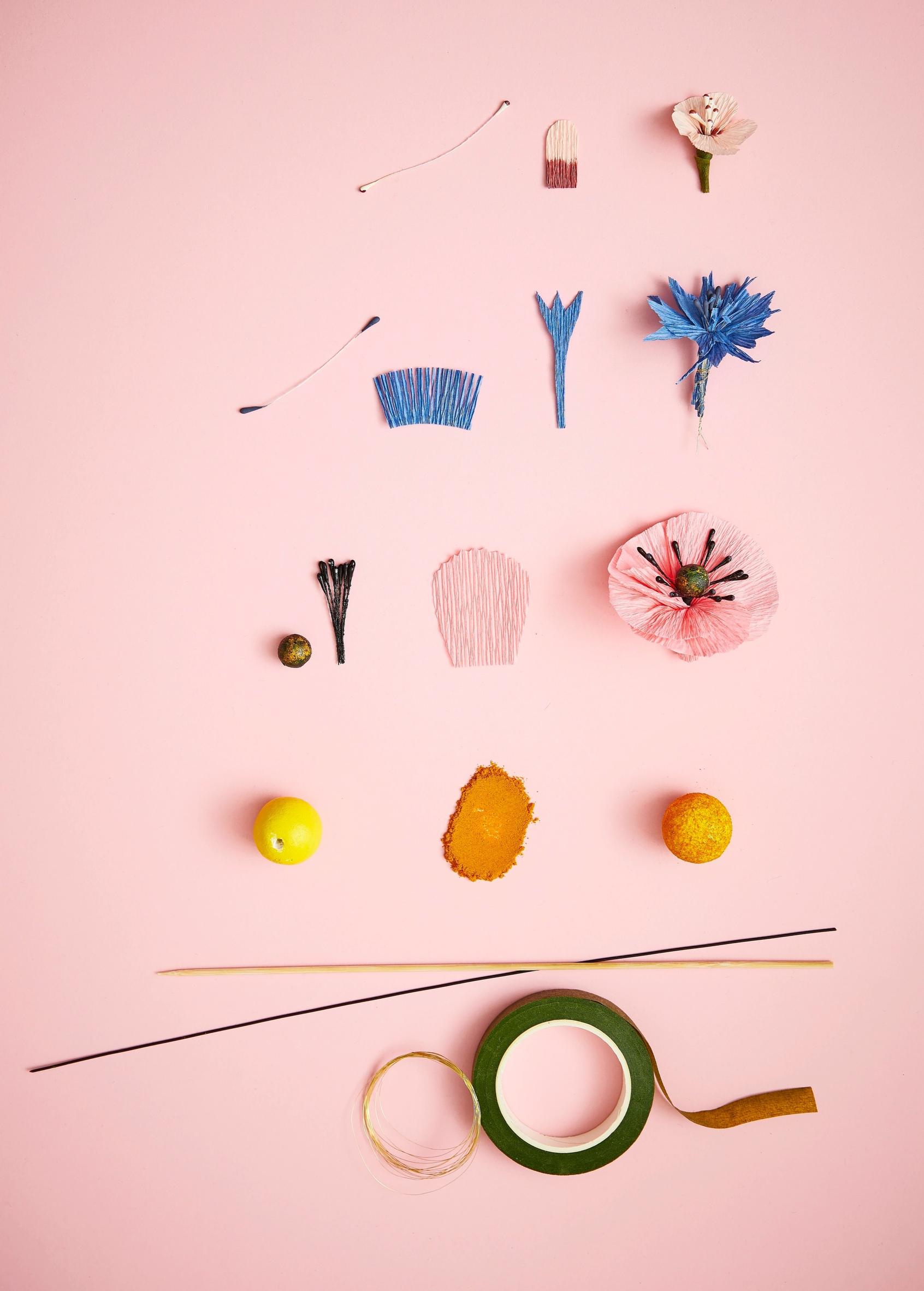 Supplies for making paper flowers