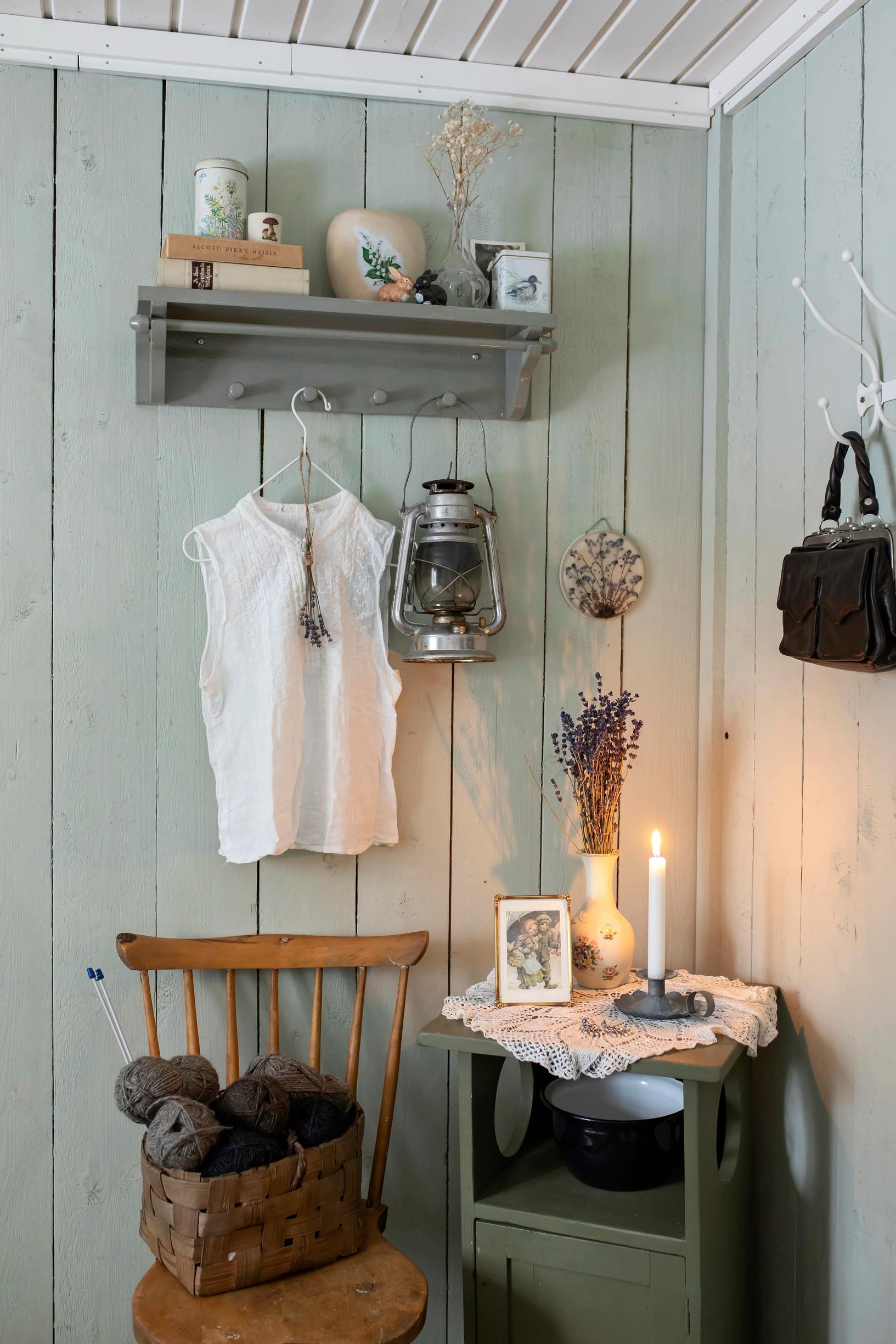 Everyday items in the bedroom corner