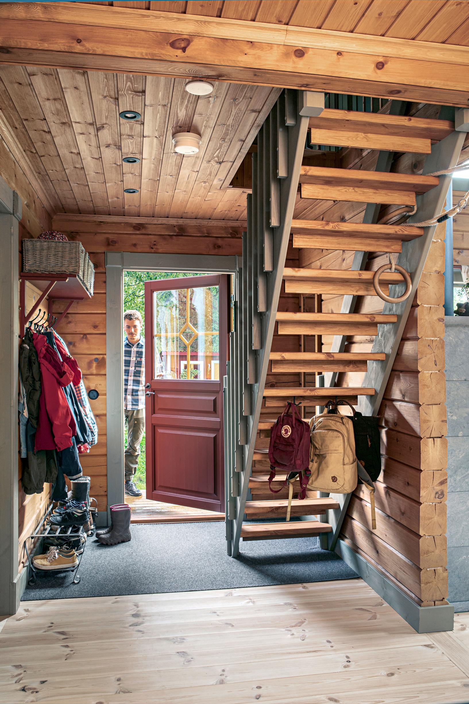 The log house entrance from inside